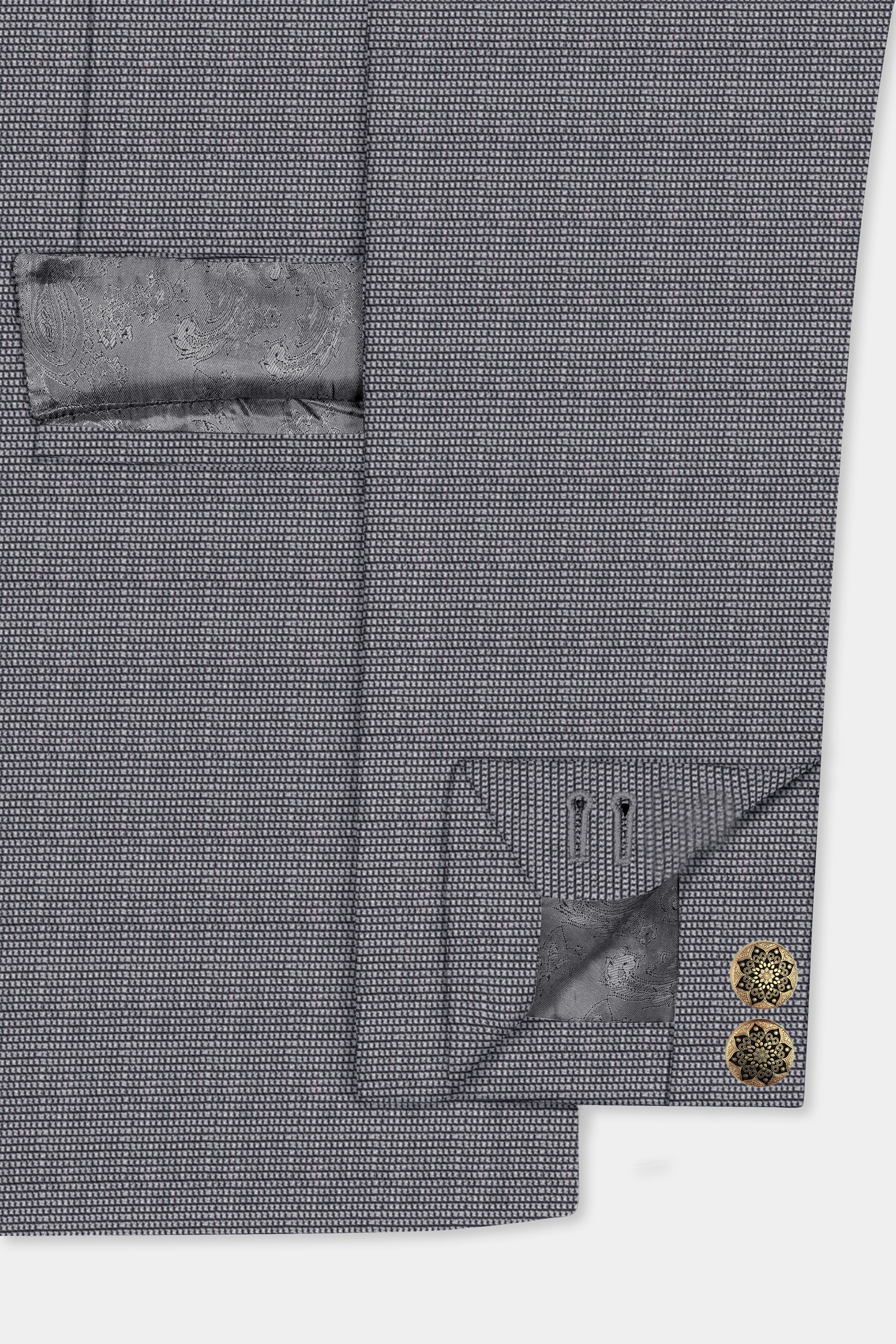 Vampire Gray Textured Wool Rich Bandhgala Designer Blazer
