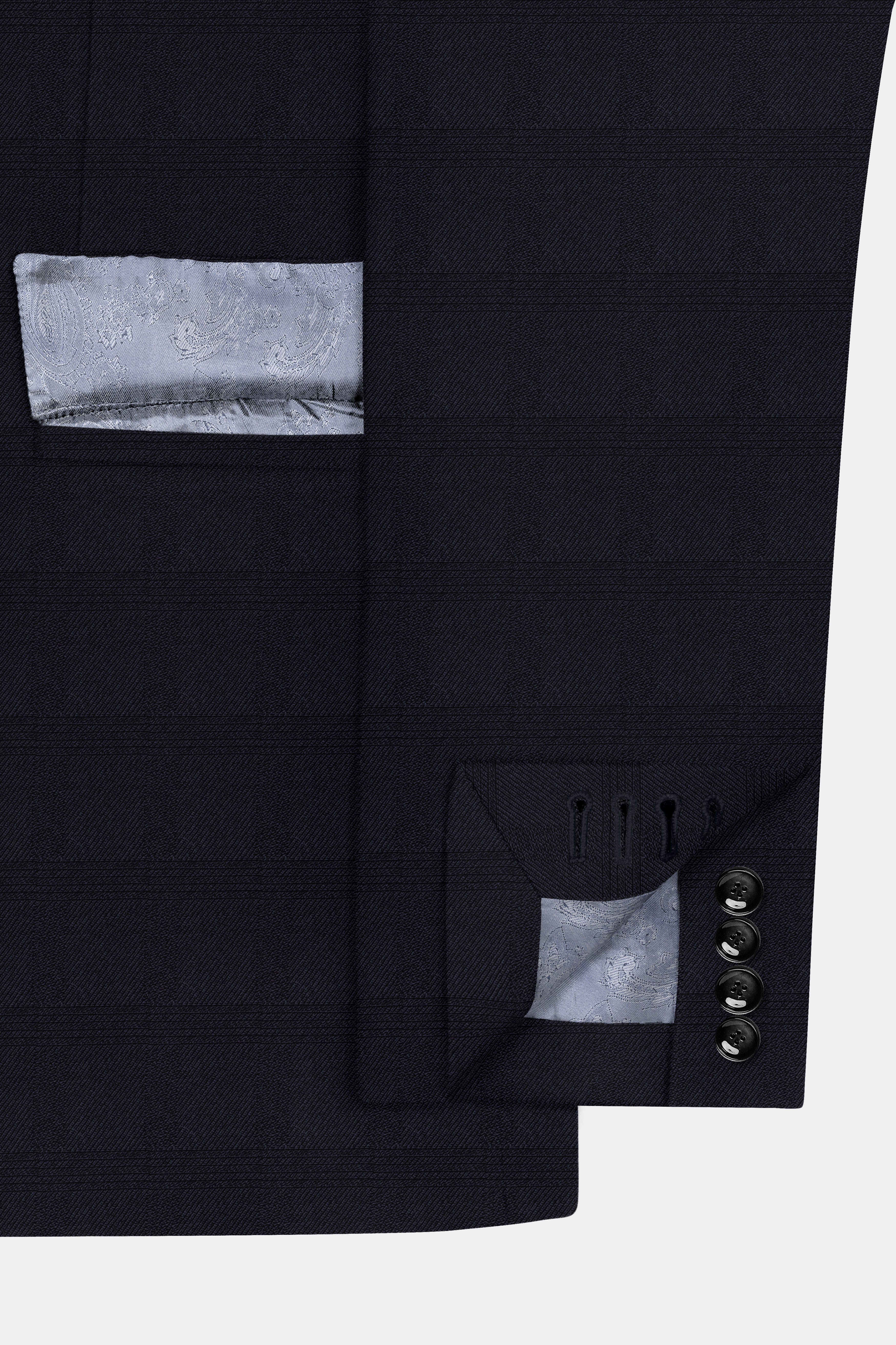 Cinder Blue Textured Wool Rich Bandhgala Designer Blazer