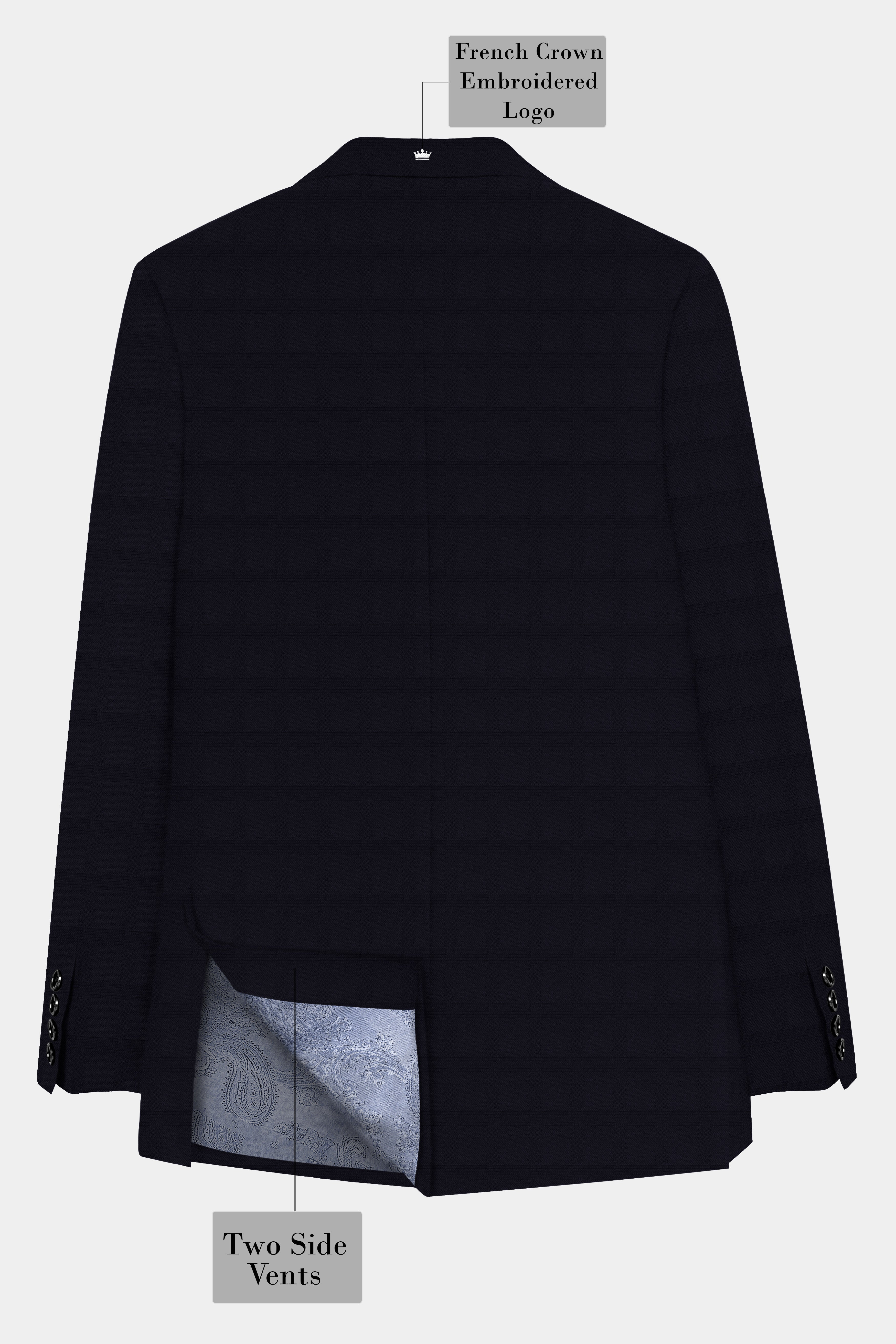 Cinder Blue Textured Wool Rich Bandhgala Designer Blazer