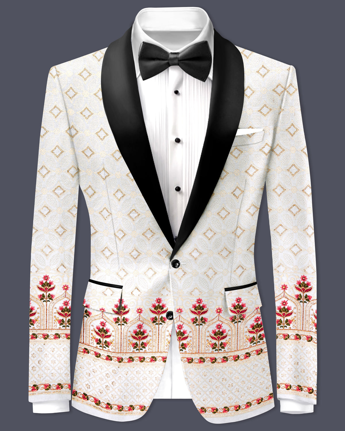 Bright White And Carnation Pink Multicolor Sequin and thread ...