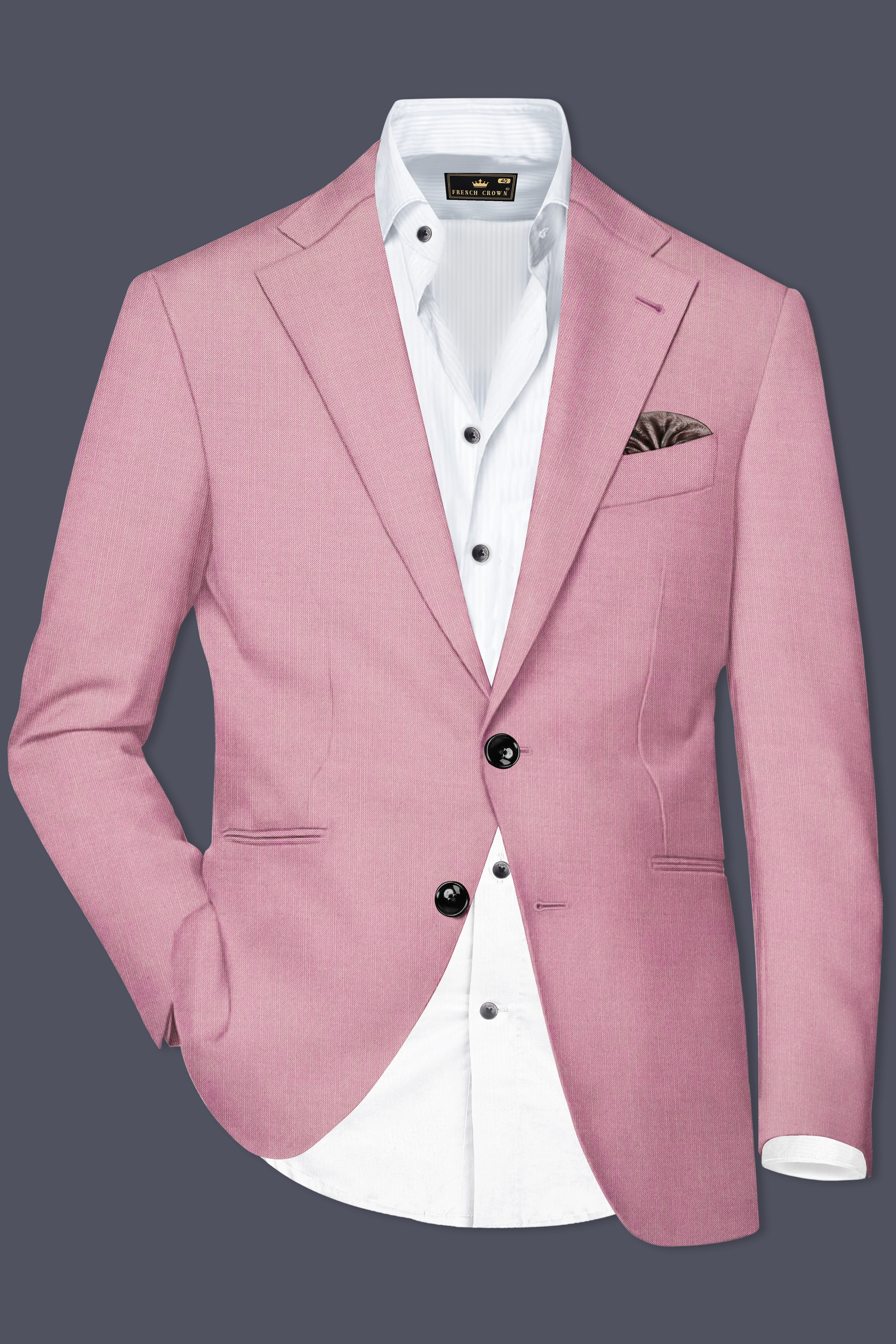 Viola Pink Solid Wool Rich Single Breasted Stretchable traveler Blazer