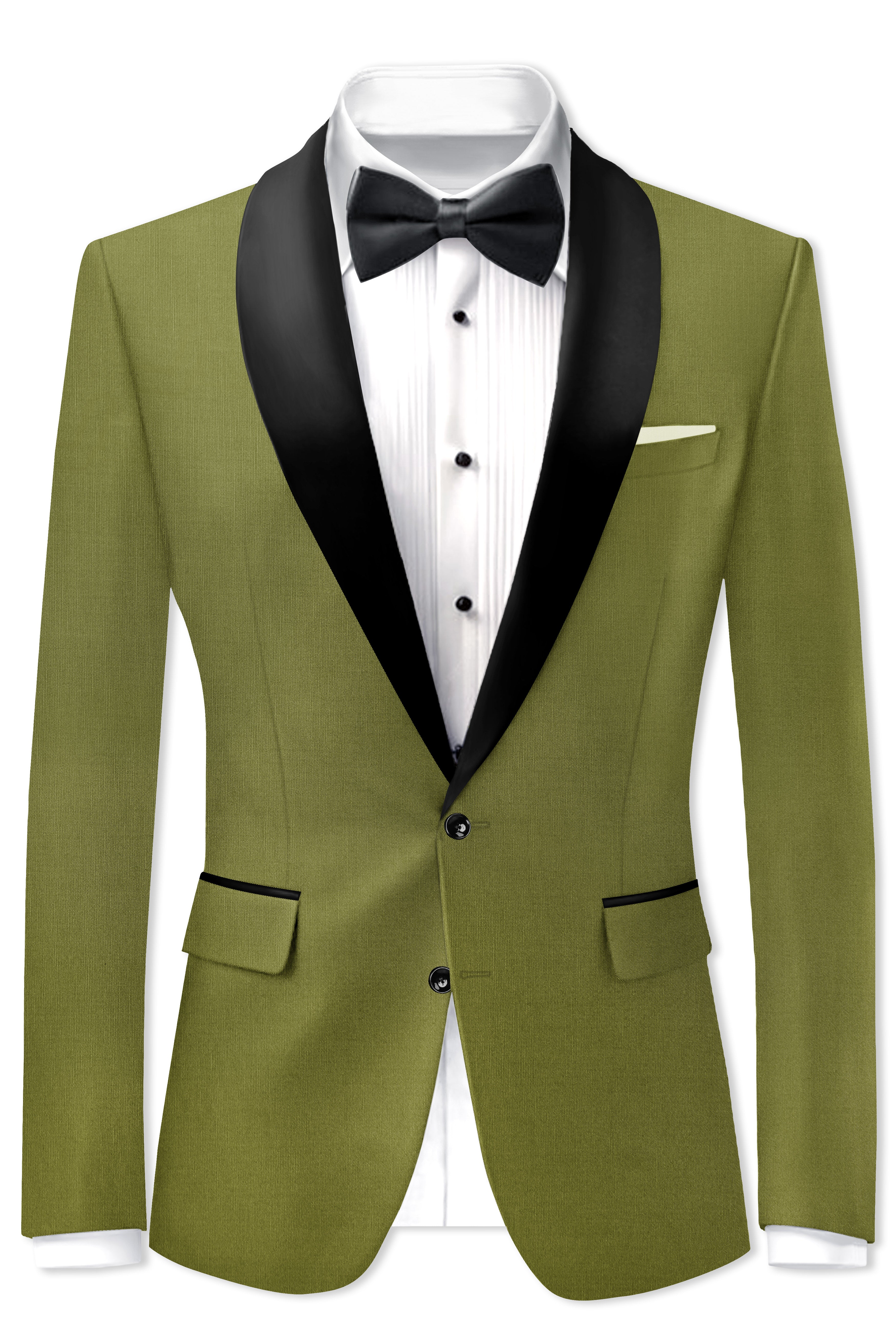 Glade-Muddy Green Wool Rich Tuxedo Stretchable Traveler Blazer