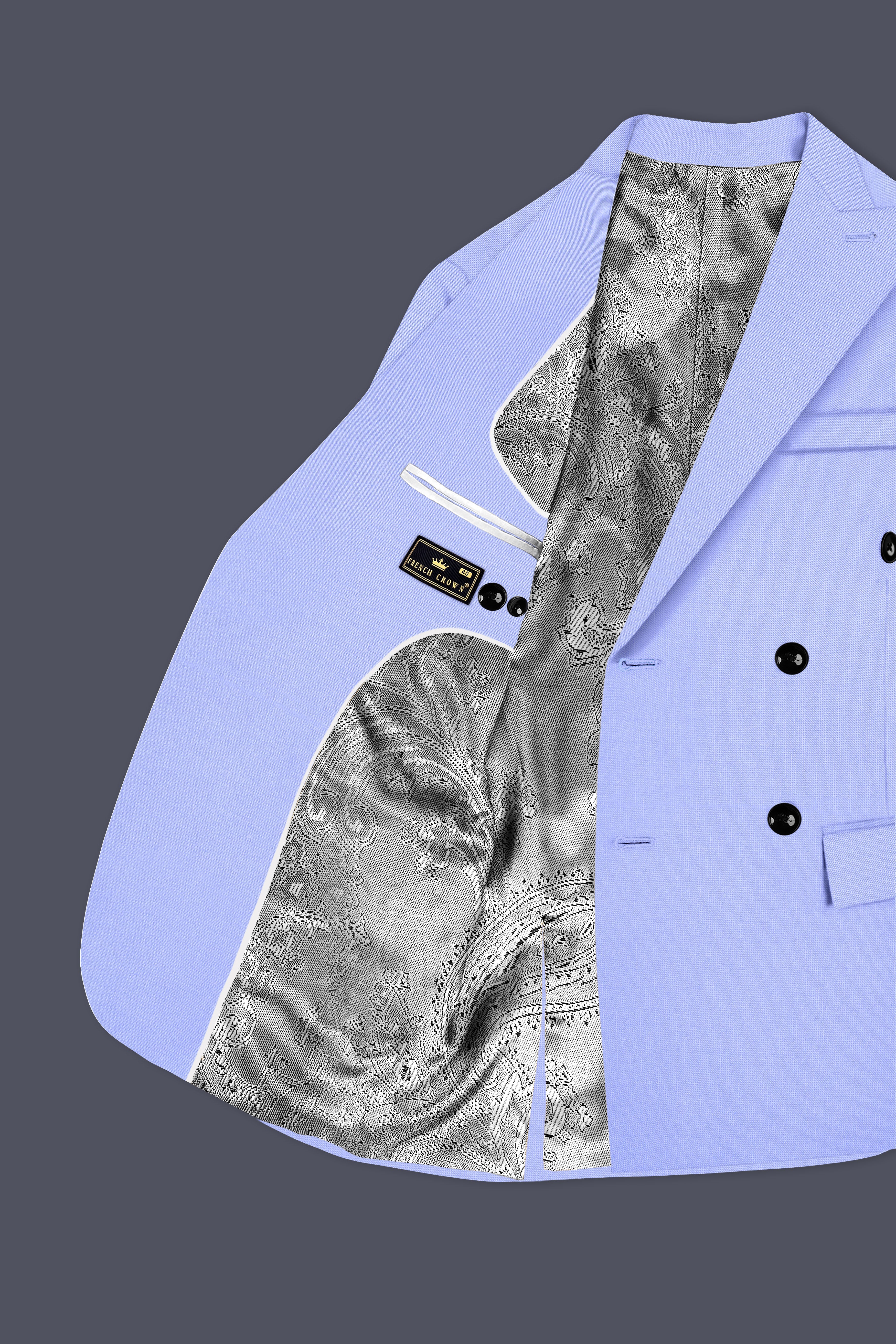 Periwinkle Blue  Solid Wool Rich Double Breasted Stretchable traveler Blazer