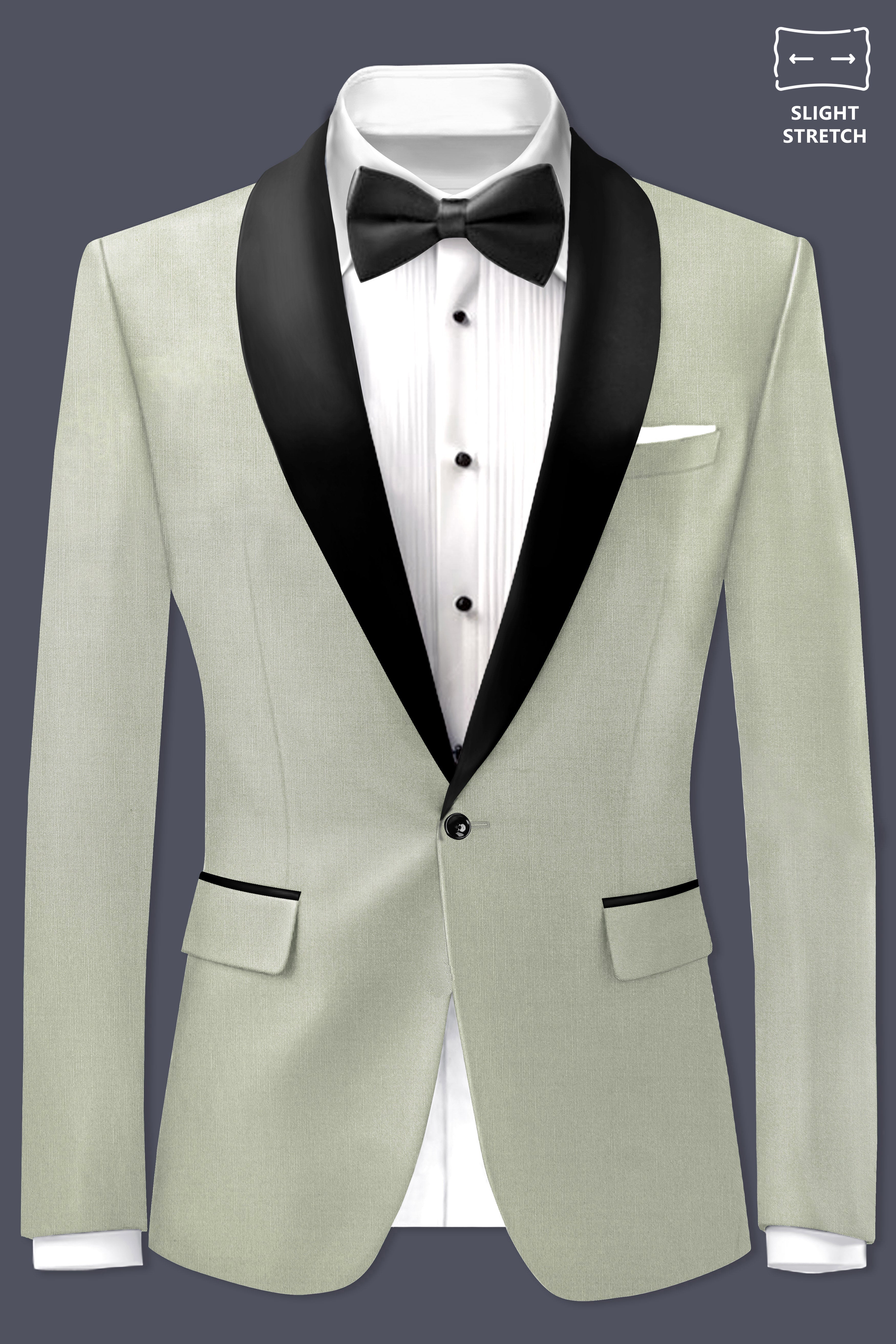 Lichen-Norway Green Wool Rich Tuxedo Slight Stretch Blazer