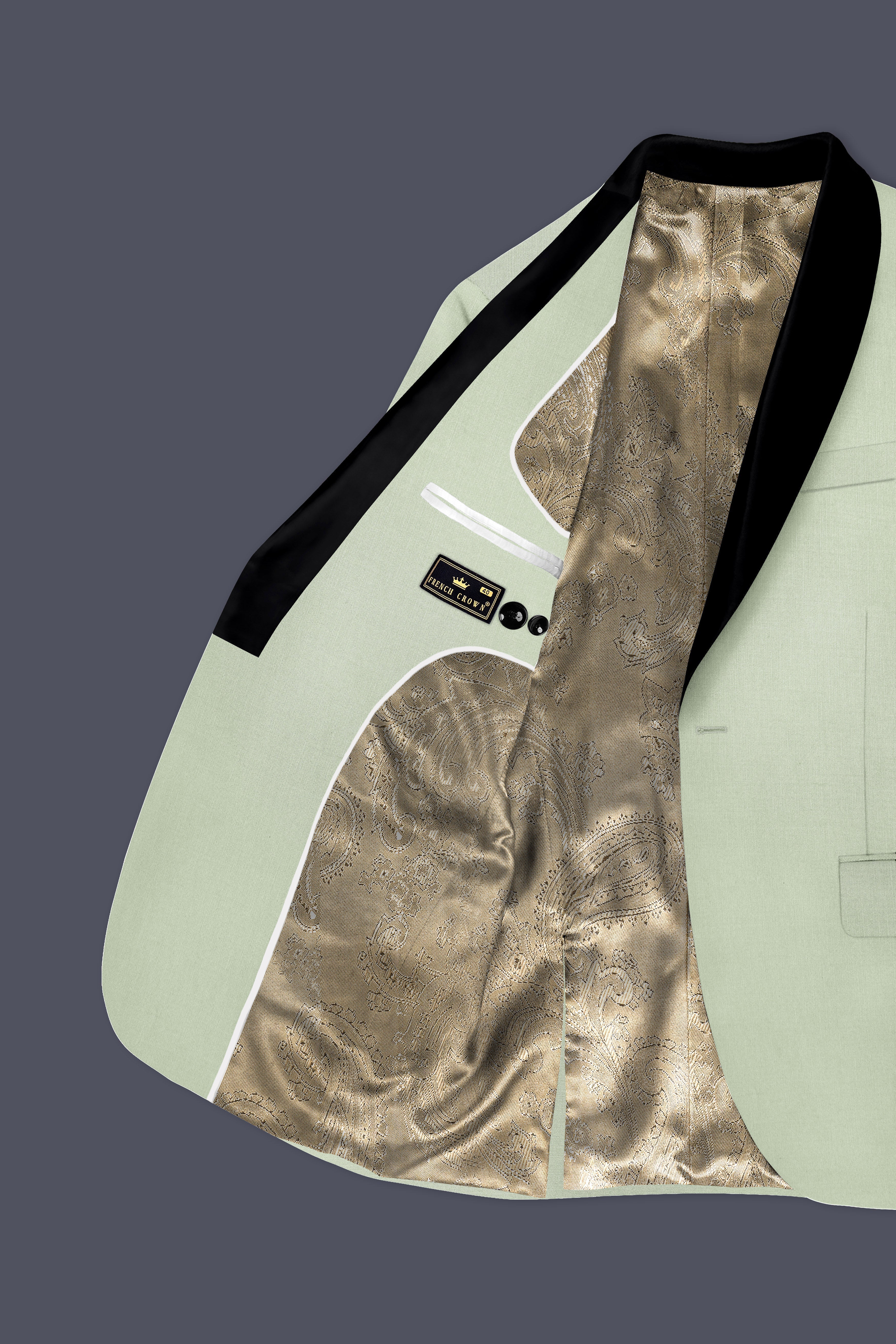 Lichen-Norway Green Wool Rich Tuxedo Slight Stretch Blazer