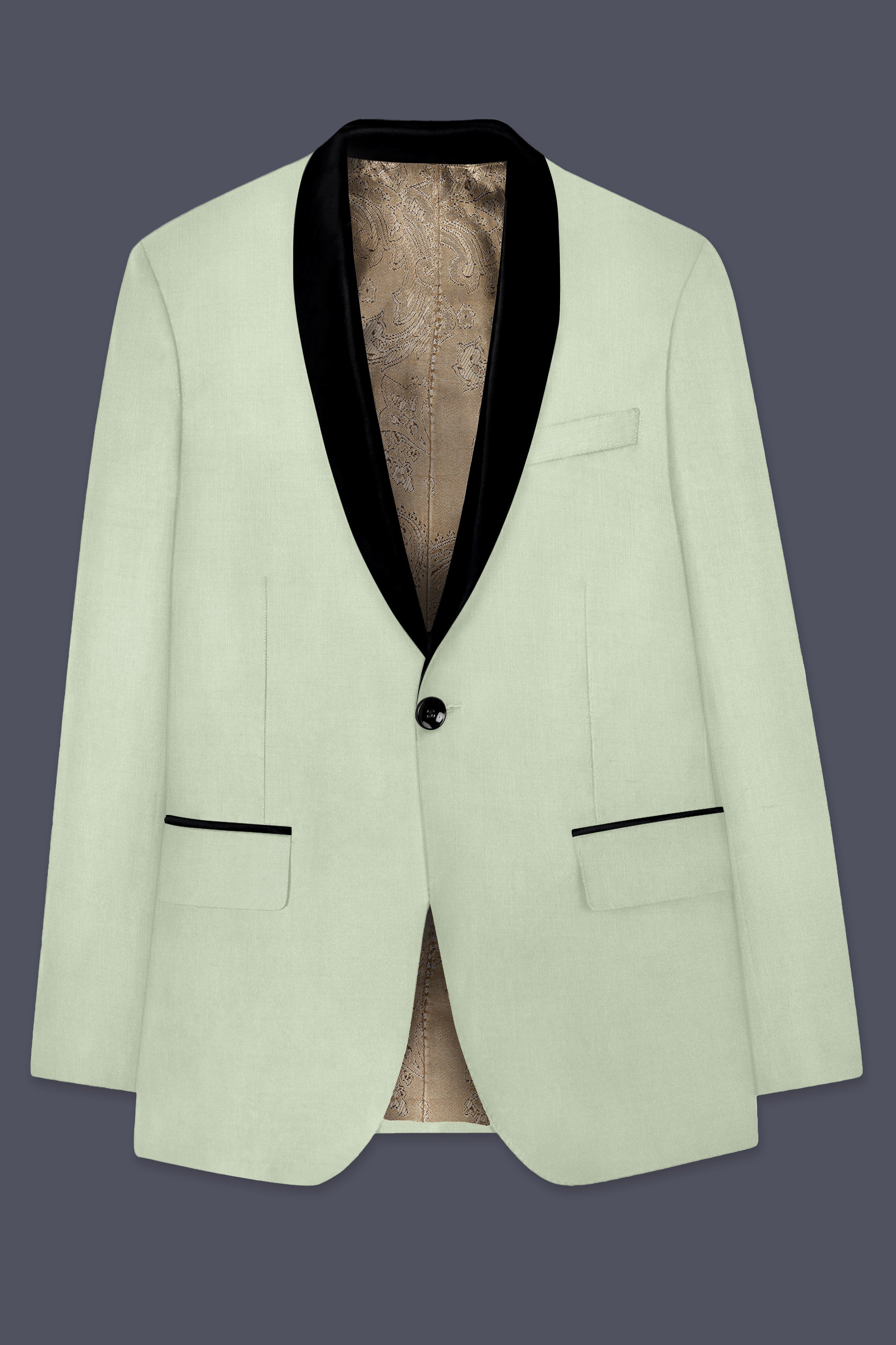 Lichen-Norway Green Wool Rich Tuxedo Slight Stretch Blazer