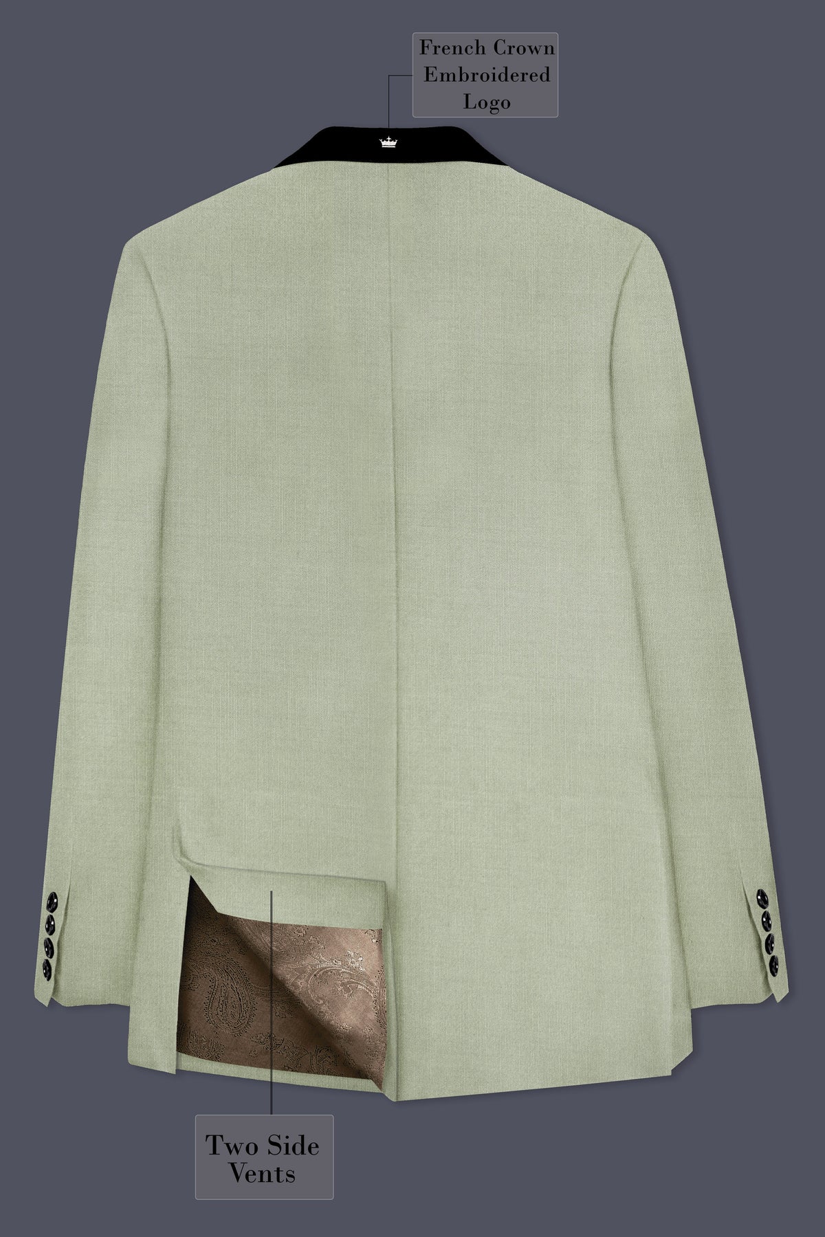 Lichen-Norway Green Wool Rich Slight Stretch Tuxedo Blazer
