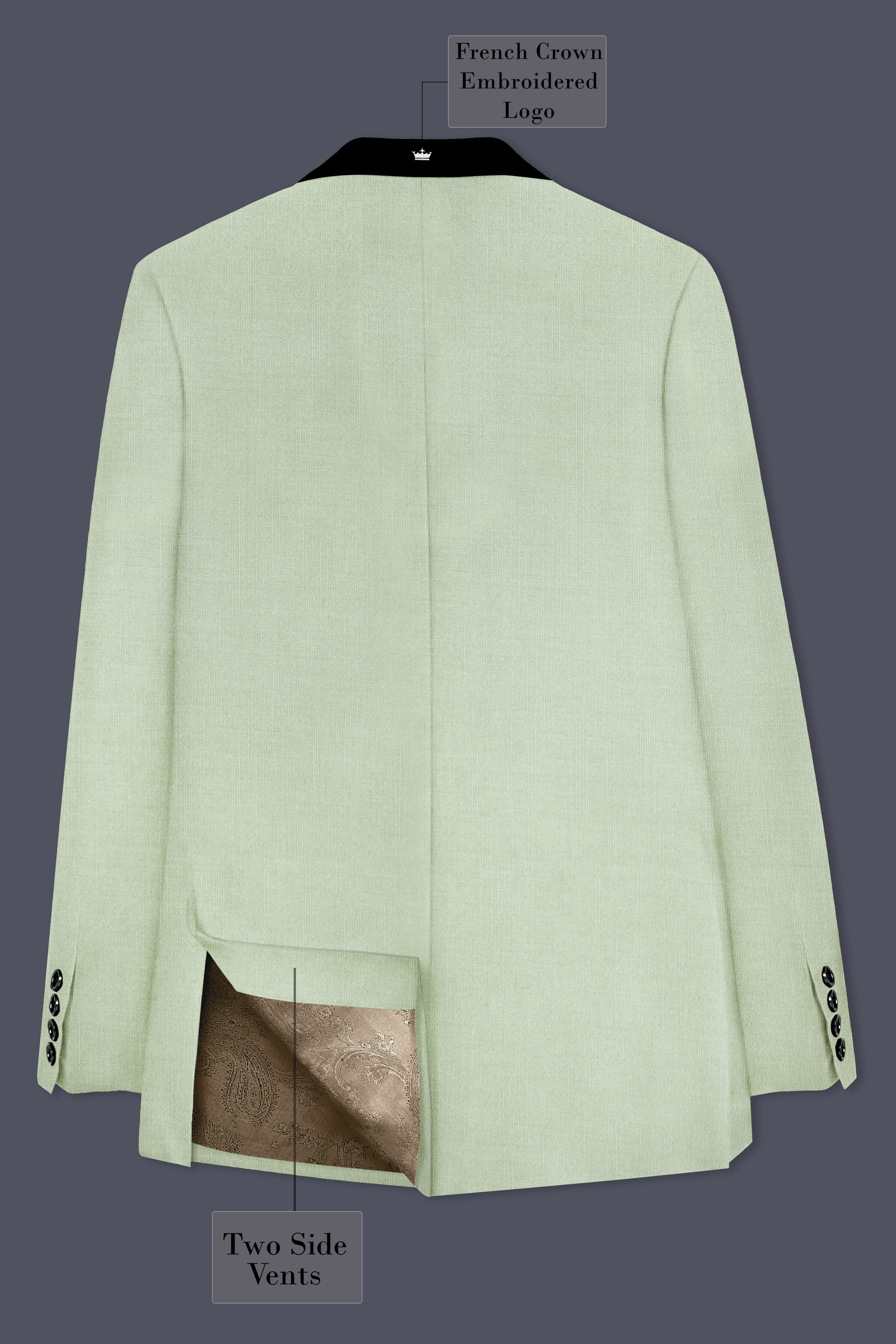 Lichen-Norway Green Wool Rich Tuxedo Slight Stretch Blazer