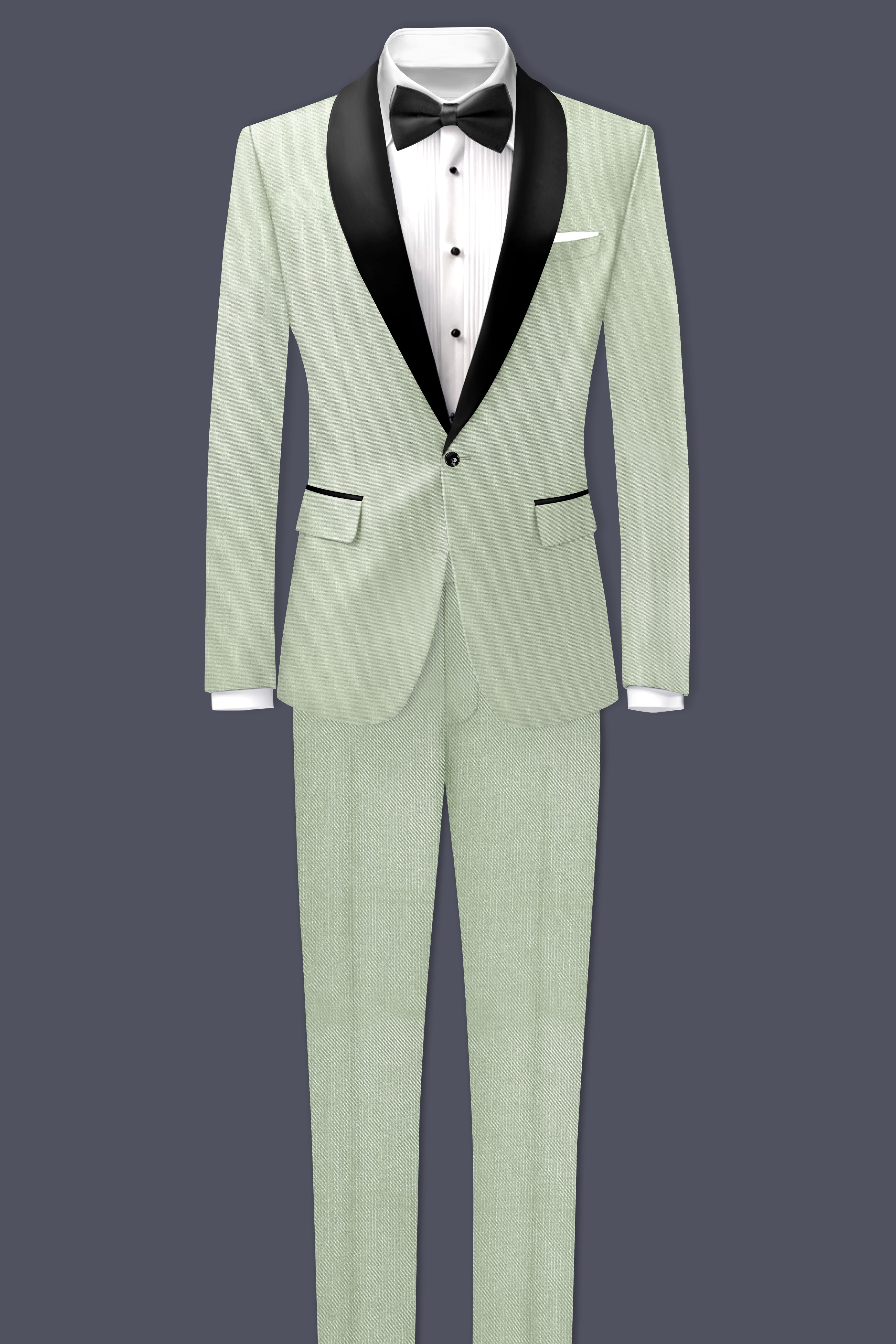 Lichen-Norway Green Wool Rich Tuxedo Slight Stretch Blazer