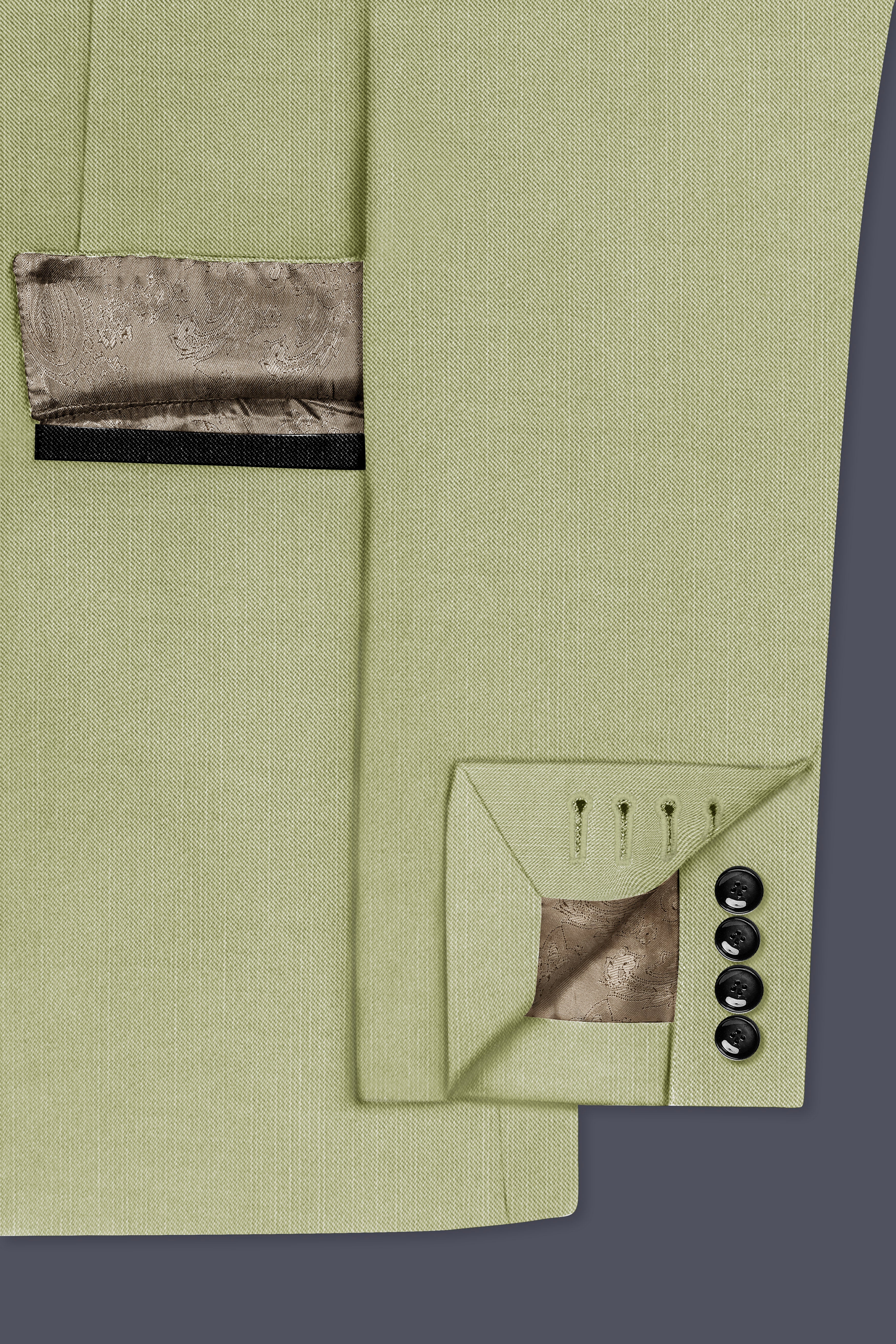 Marsh-Swamp Green Wool Rich Tuxedo Slight Stretch Blazer