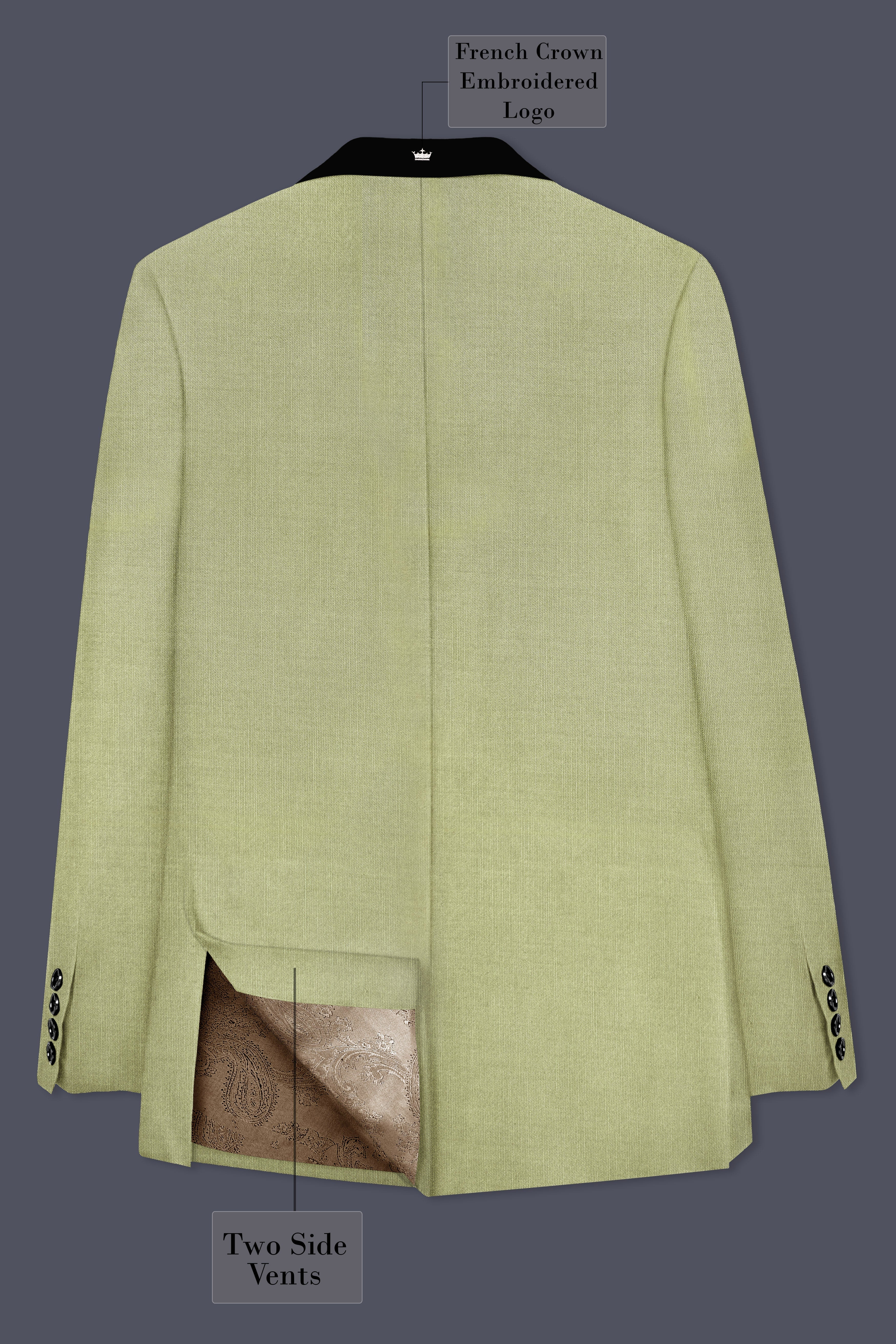 Marsh-Swamp Green Wool Rich Tuxedo Slight Stretch Blazer