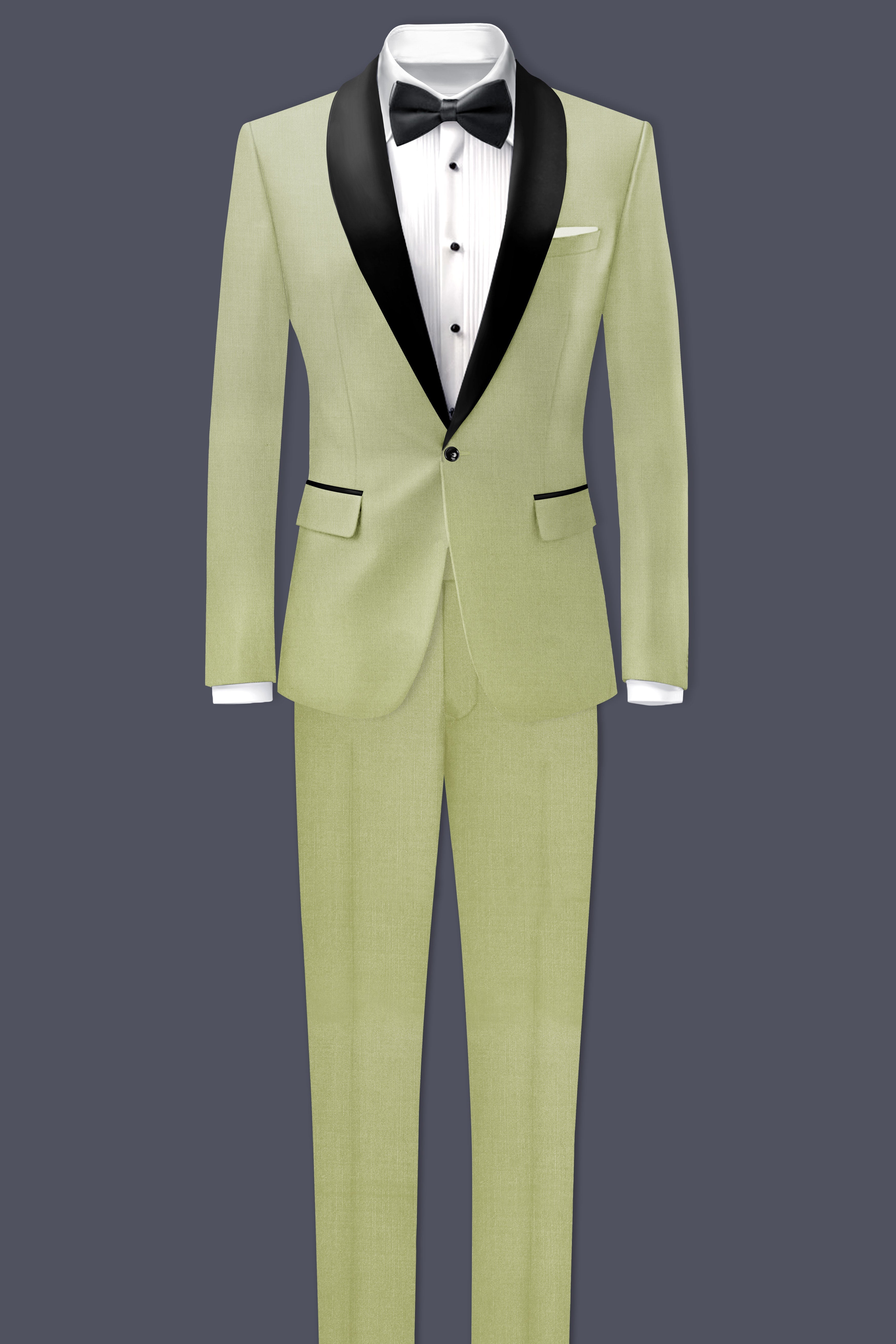 Marsh-Swamp Green Wool Rich Tuxedo Slight Stretch Blazer