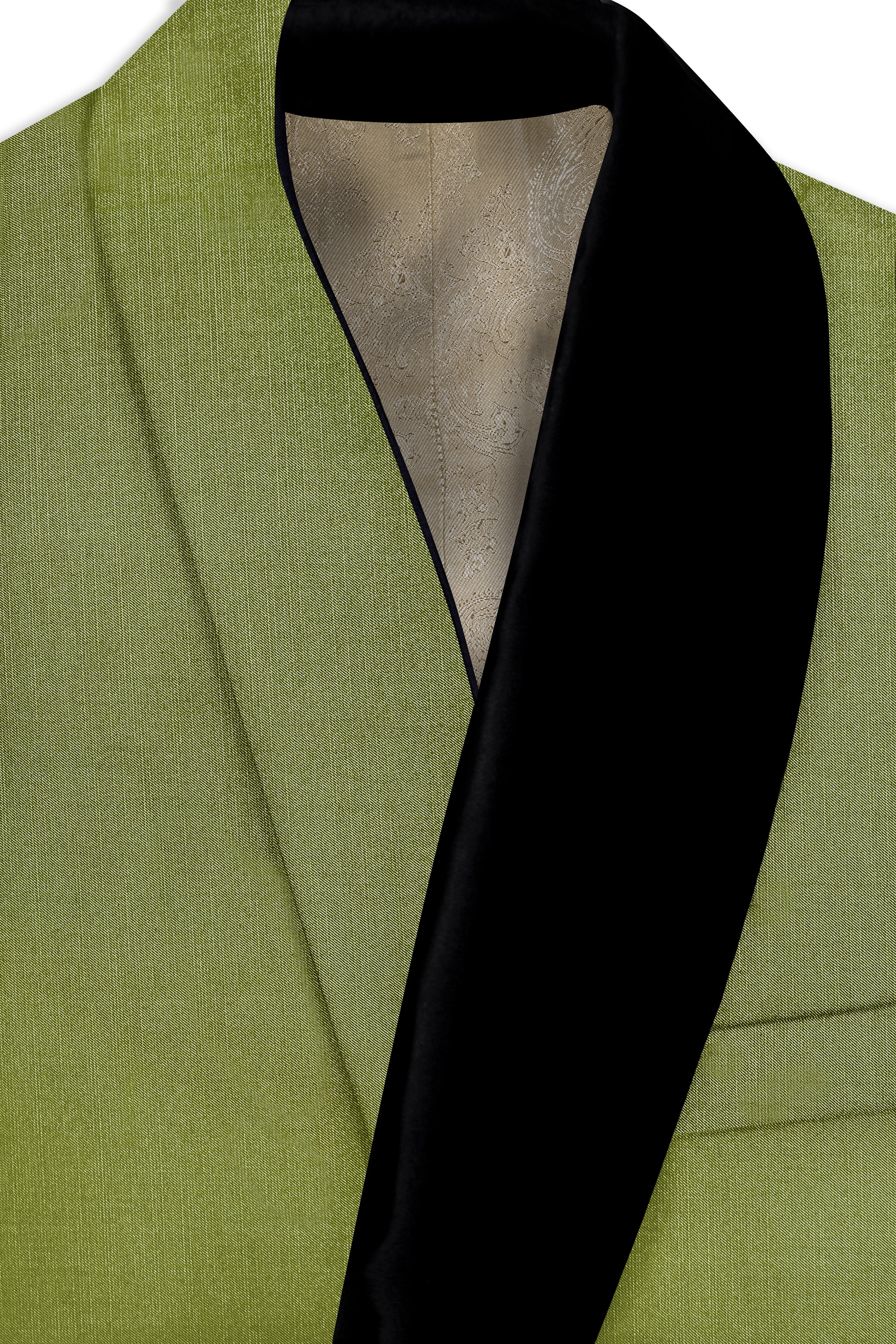 Pistachio-Wasabi Green Wool Rich Tuxedo Slight Stretch Blazer