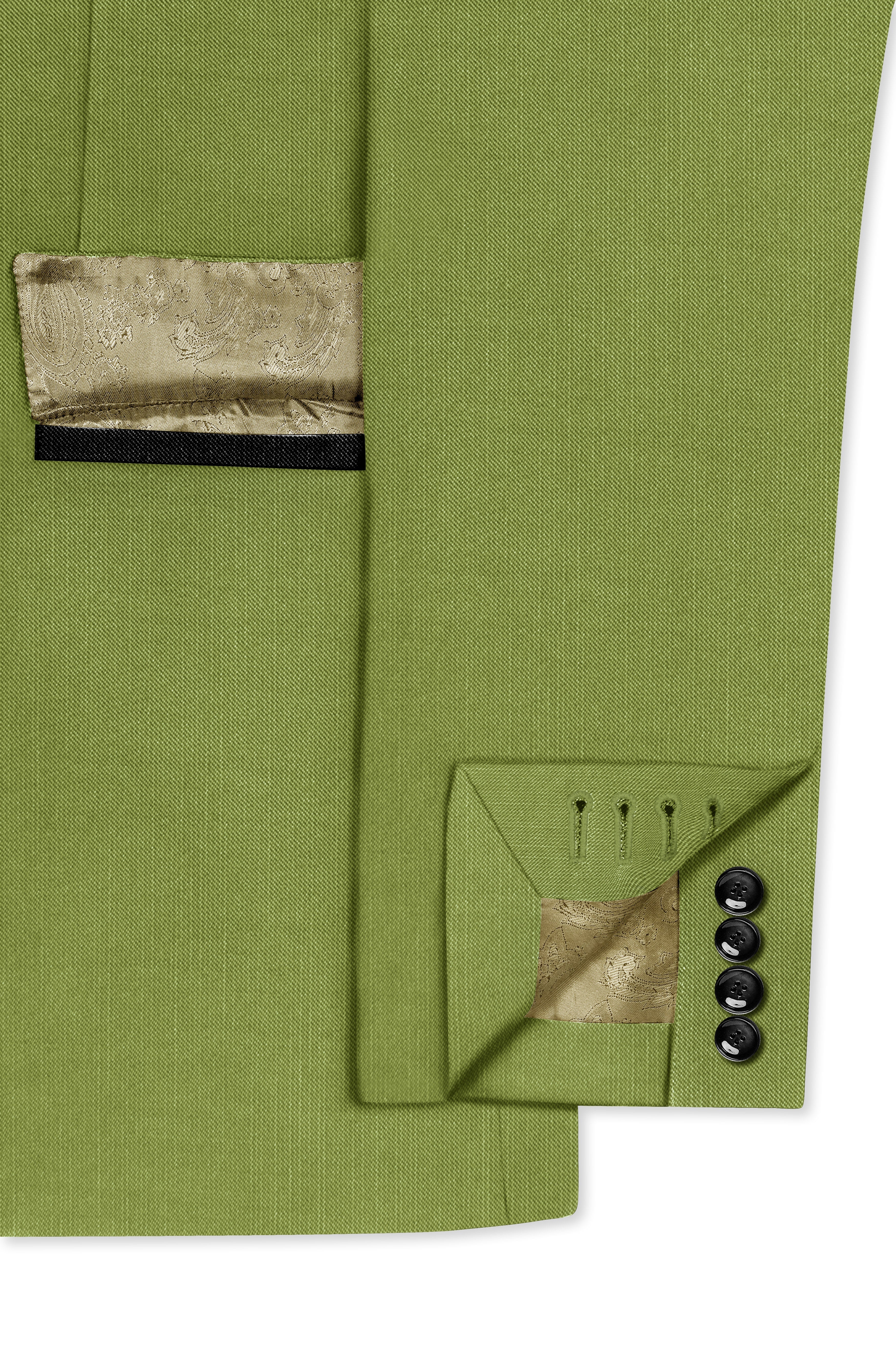 Pistachio-Wasabi Green Wool Rich Tuxedo Slight Stretch Blazer