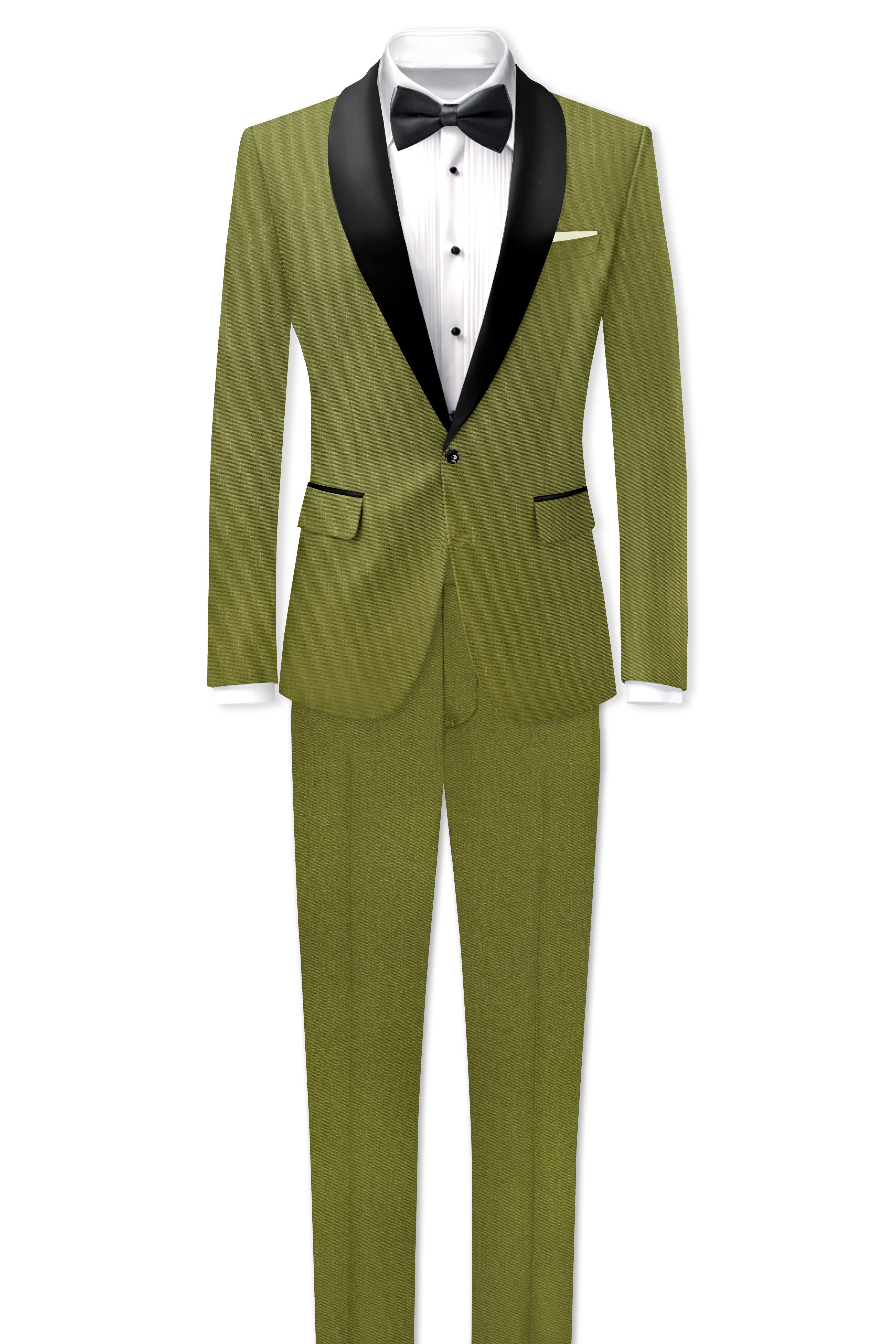 Glade-Muddy Green Wool Rich Tuxedo Slight Stretch Blazer
