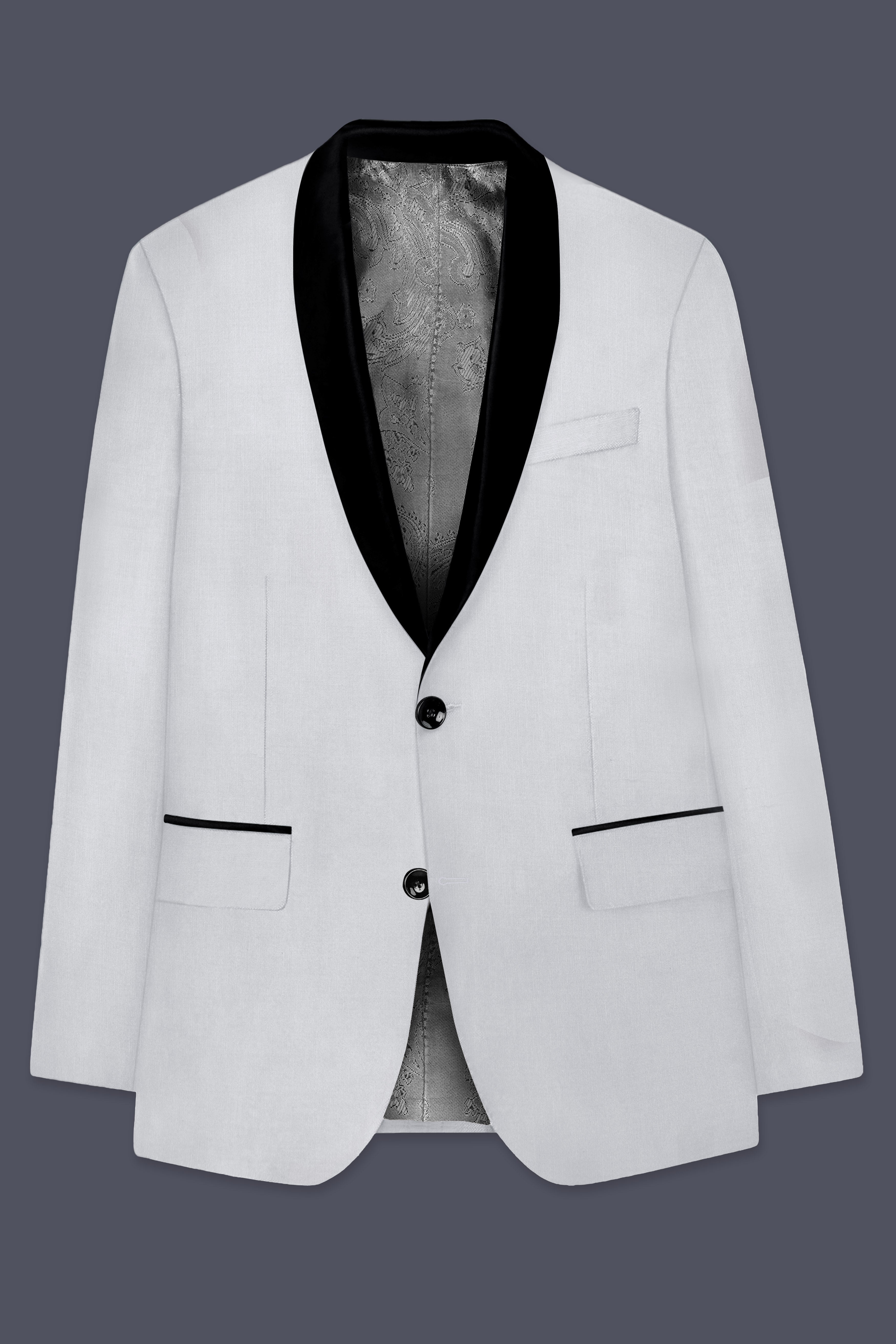 Granite-Alto Gray Wool Rich Tuxedo Stretchable Traveler Blazer
