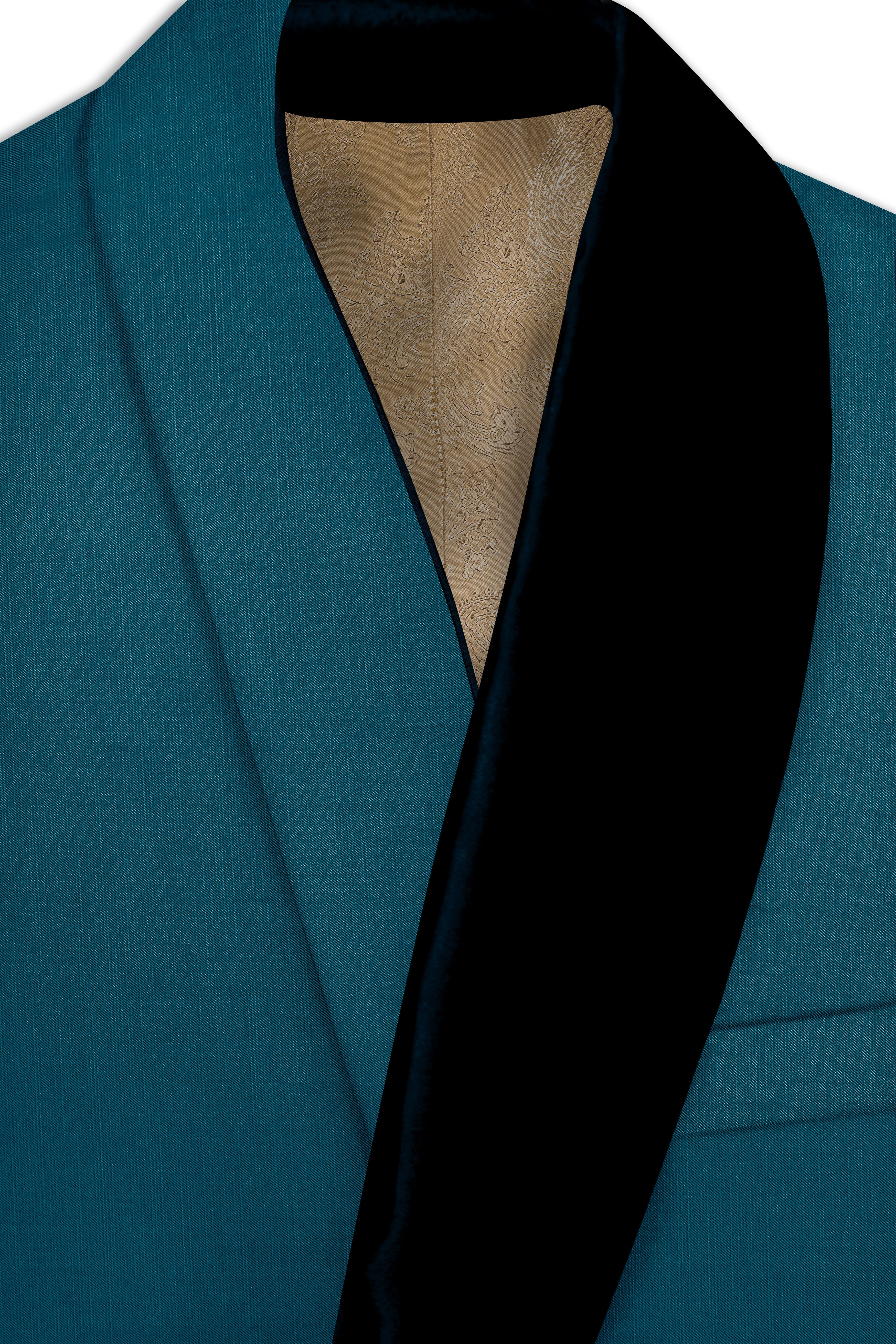 Sapphire-Peacock Blue Wool Rich Tuxedo Slight Stretch Blazer