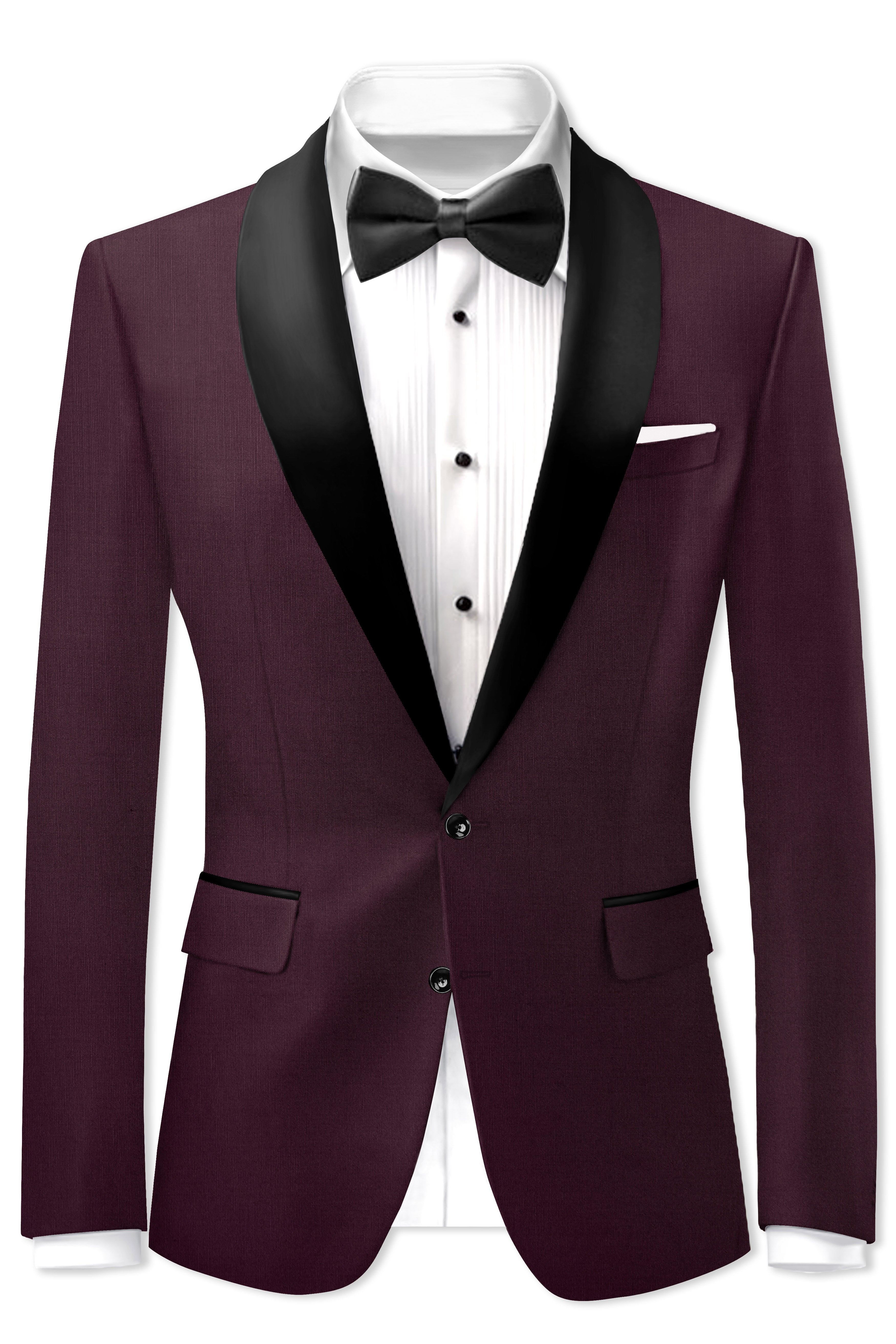 Merlot-Bistre Wine Maroon Wool Rich Tuxedo Stretchable Traveler Blazer