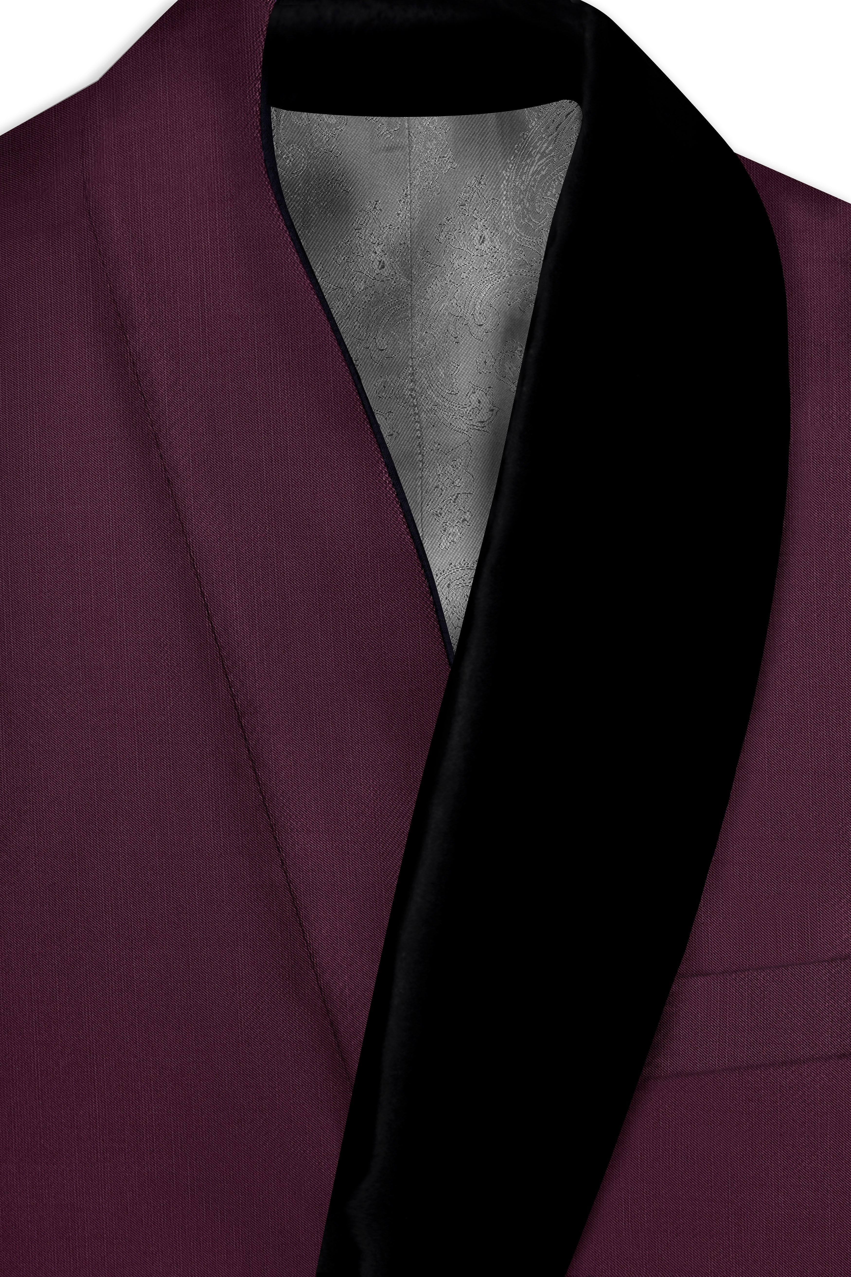 Merlot-Bistre Wine Maroon Wool Rich Tuxedo Slight Stretch Blazer