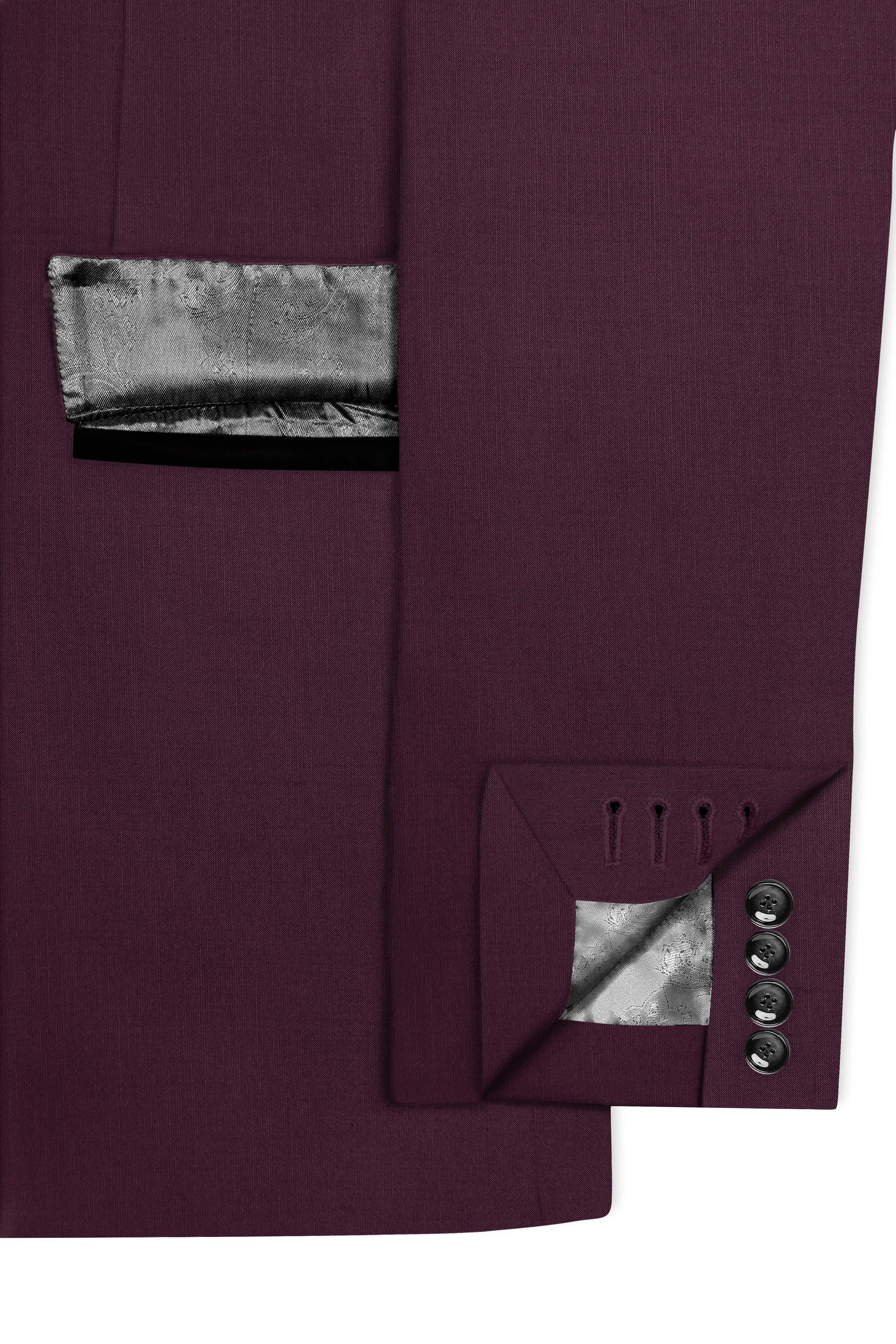 Merlot-Bistre Wine Maroon Wool Rich Tuxedo Slight Stretch Blazer