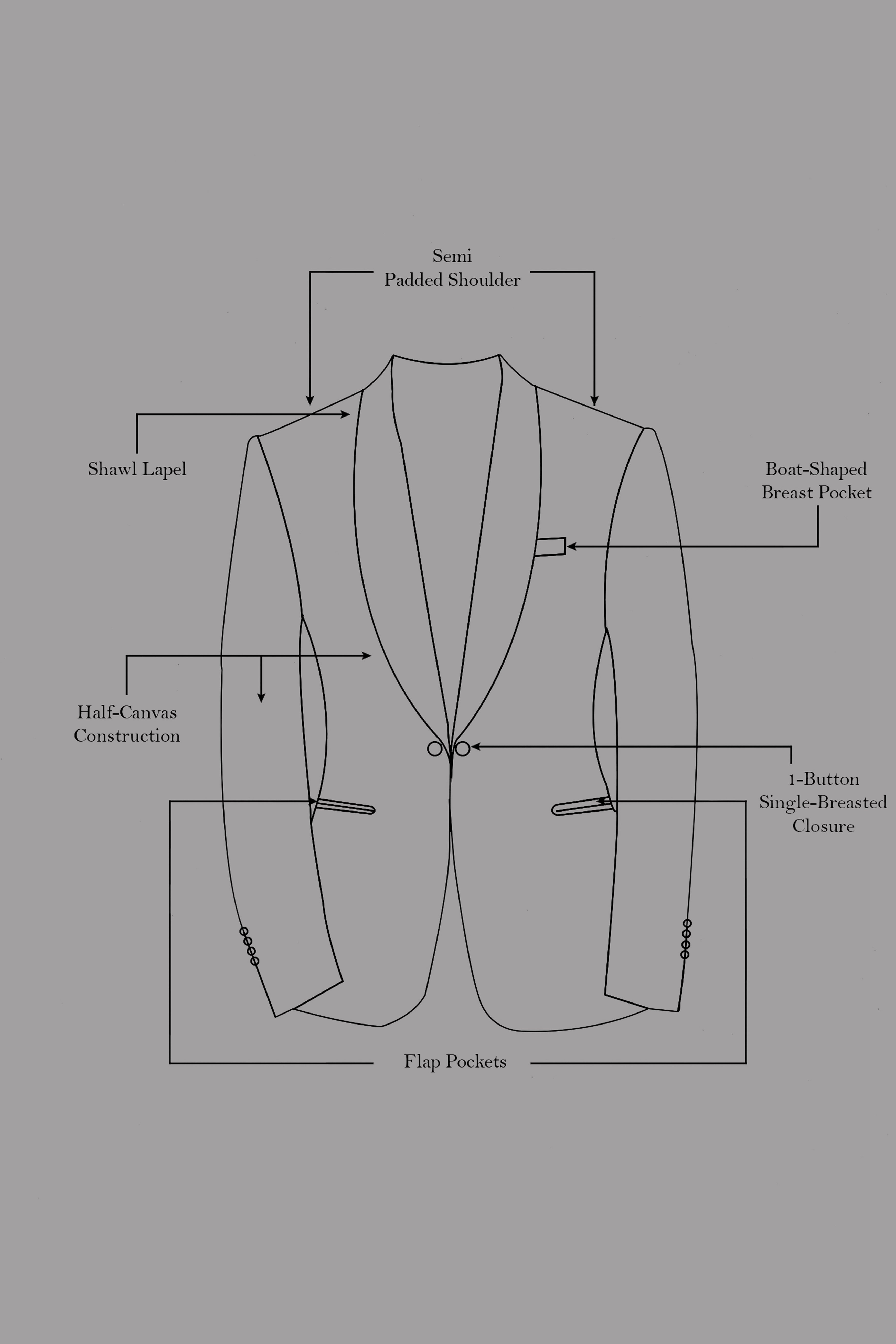 Orchid-Grape Purple Wool Rich Tuxedo Slight Stretch Blazer