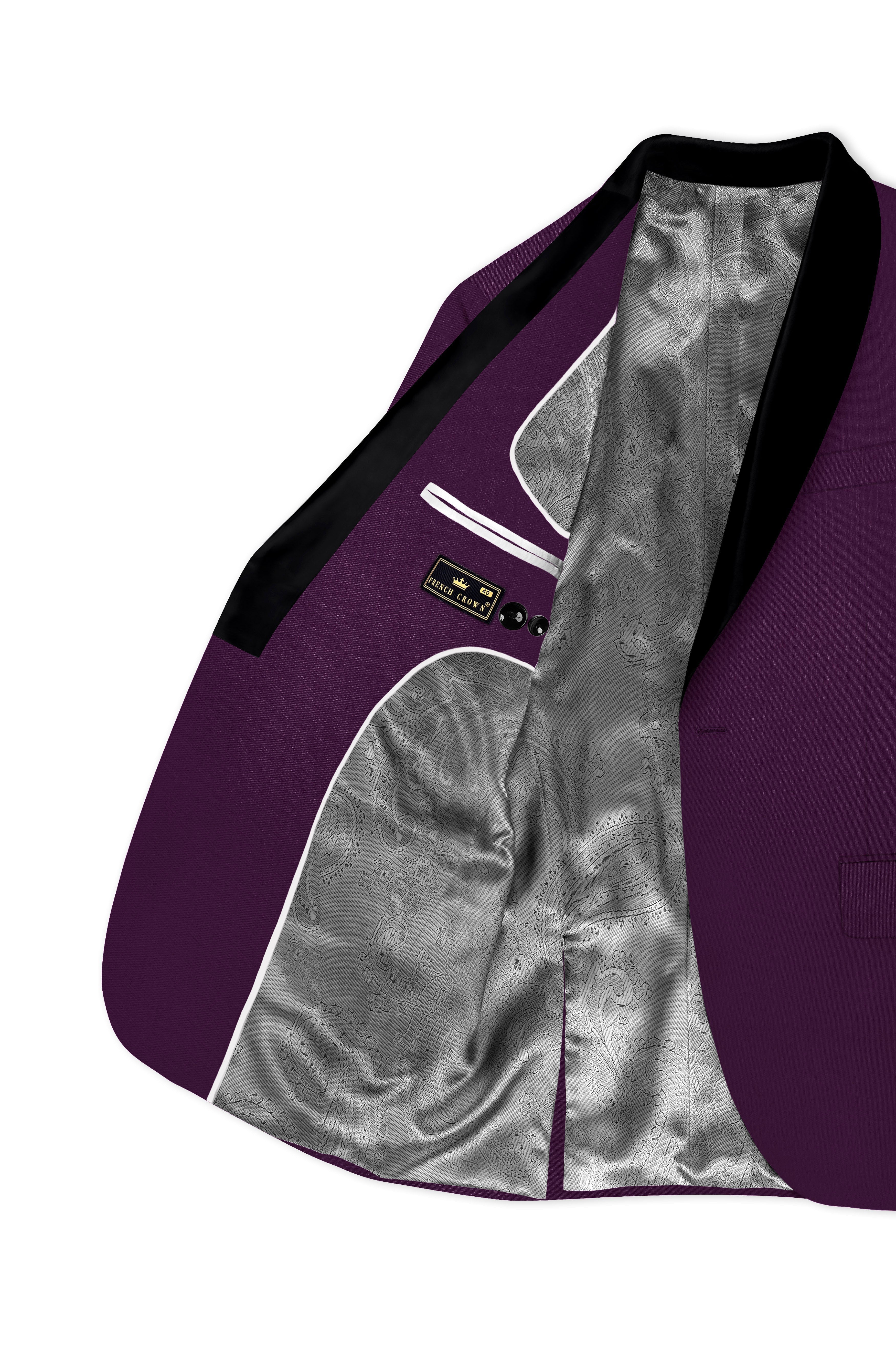 Orchid-Grape Purple Wool Rich Tuxedo Slight Stretch Blazer