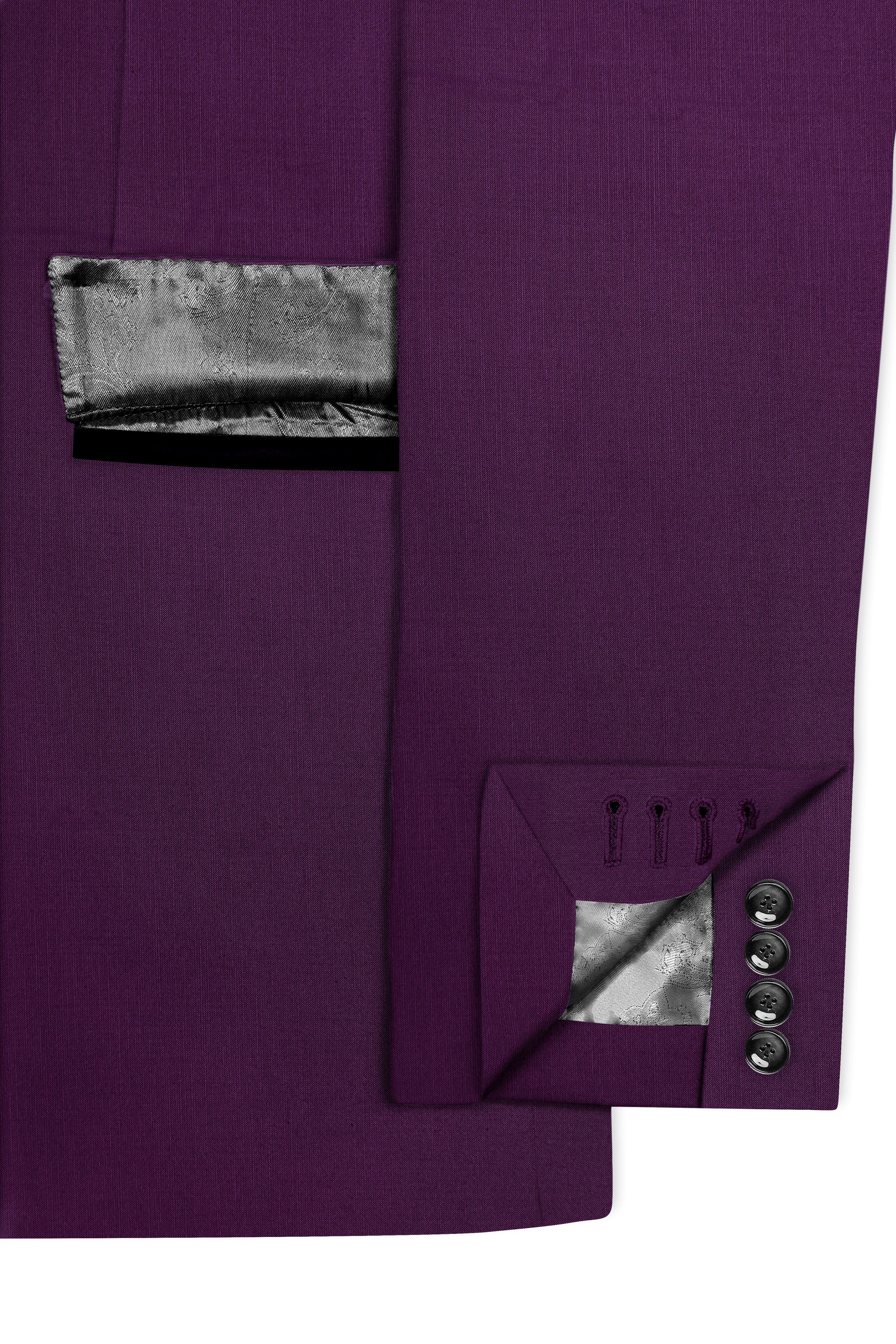 Orchid-Grape Purple Wool Rich Tuxedo Slight Stretch Blazer
