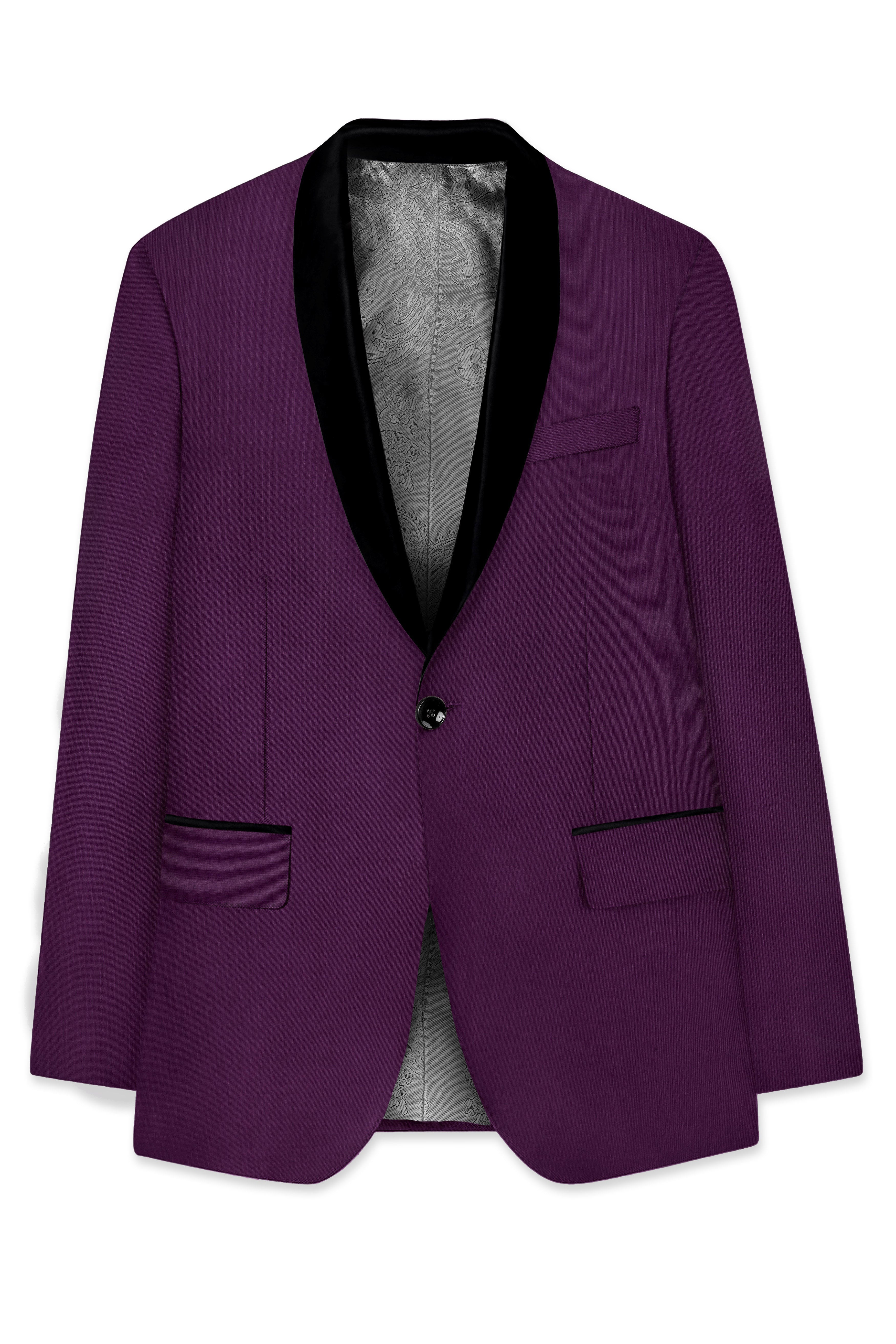 Orchid-Grape Purple Wool Rich Tuxedo Slight Stretch Blazer