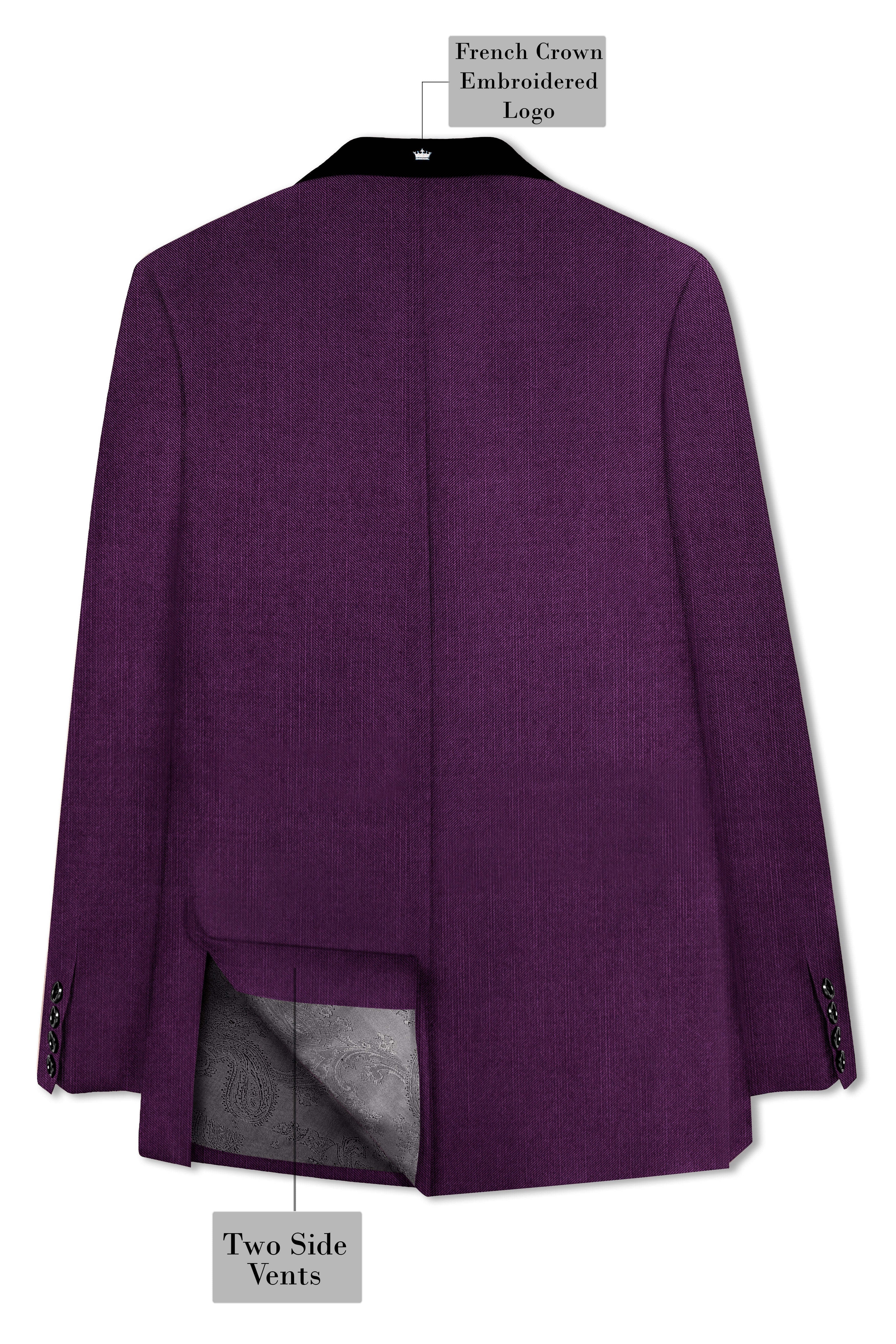 Orchid-Grape Purple Wool Rich Tuxedo Slight Stretch Blazer