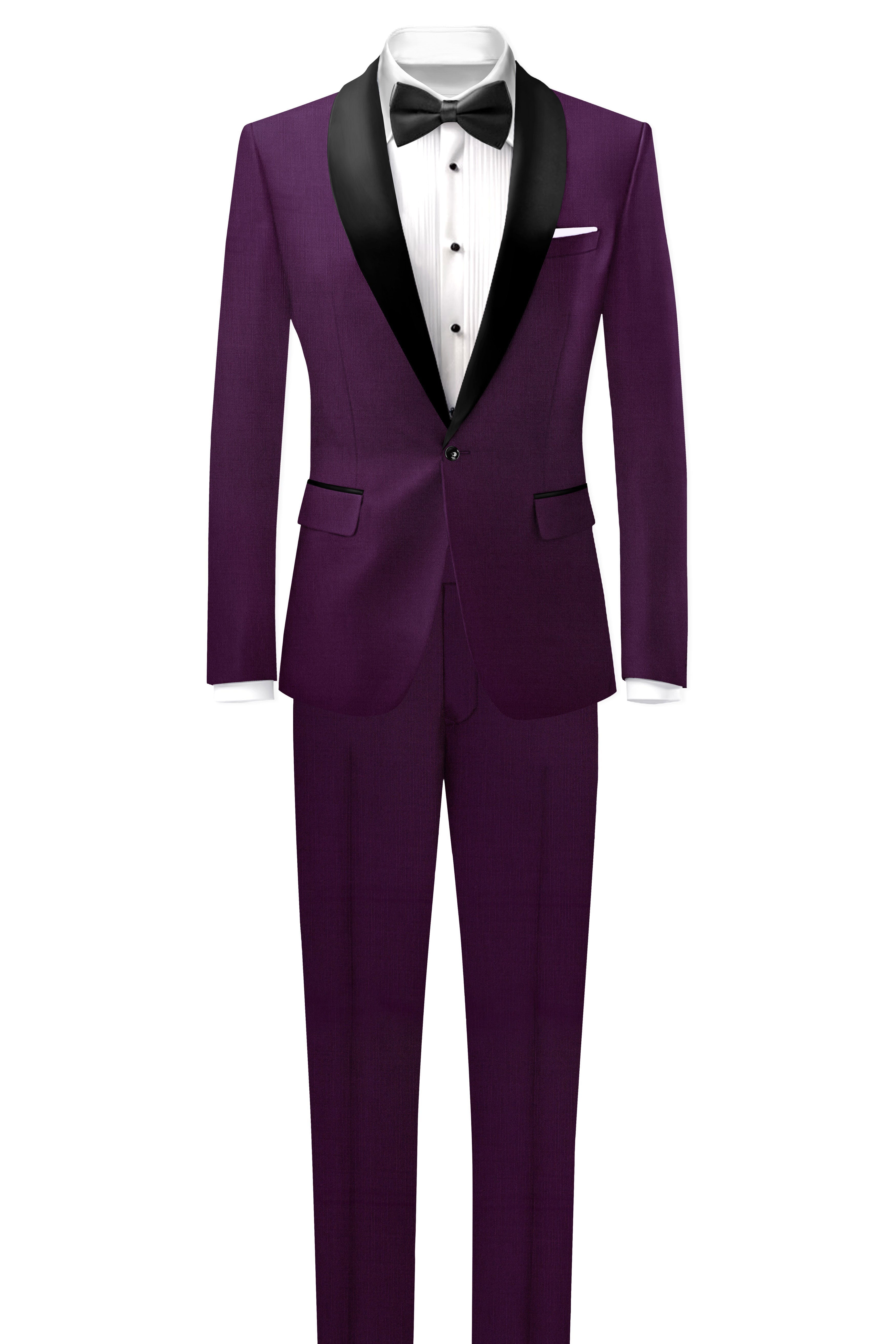 Orchid-Grape Purple Wool Rich Tuxedo Slight Stretch Blazer