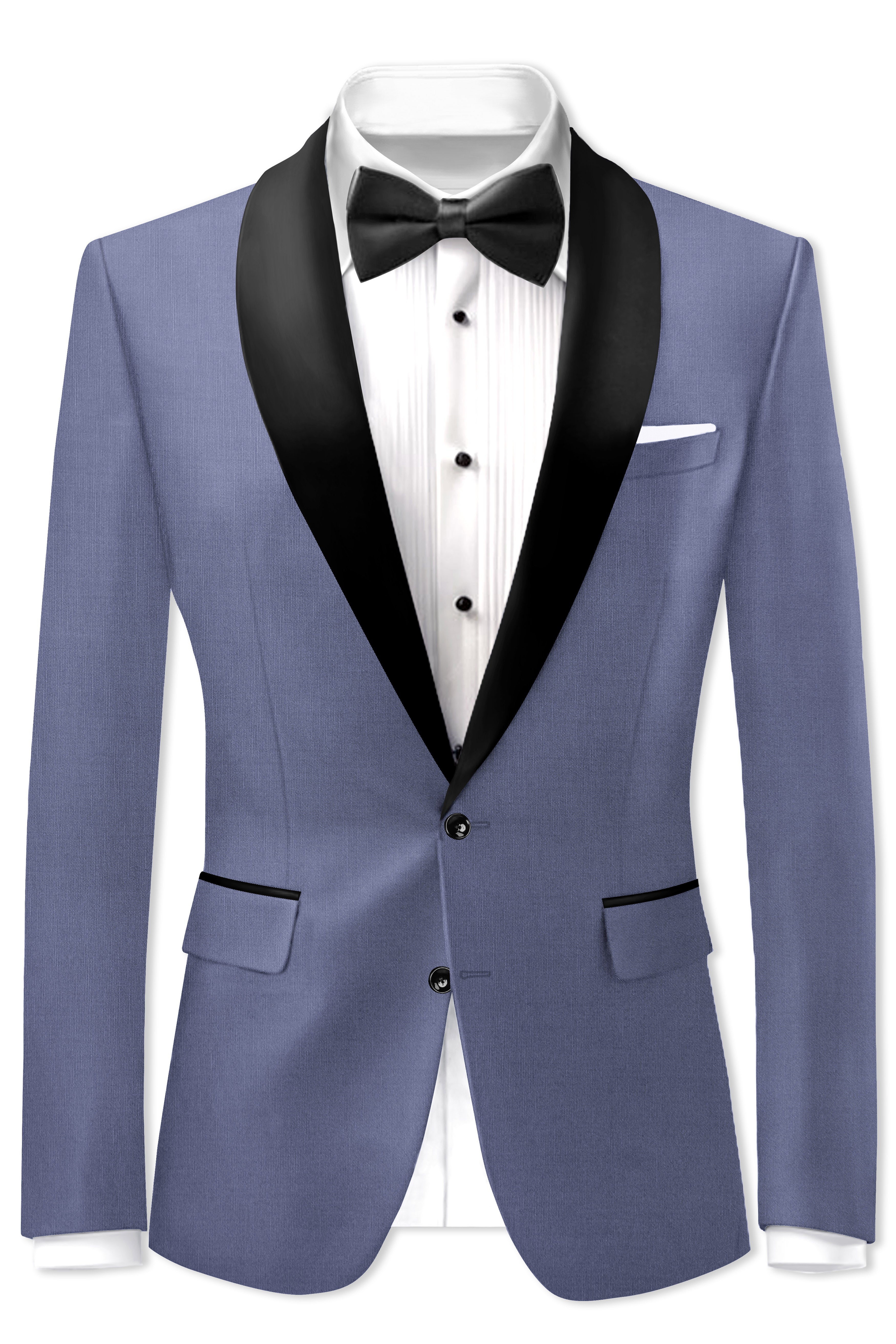 Zenith-Comet Blue Wool Rich Tuxedo Stretchable Traveler Blazer