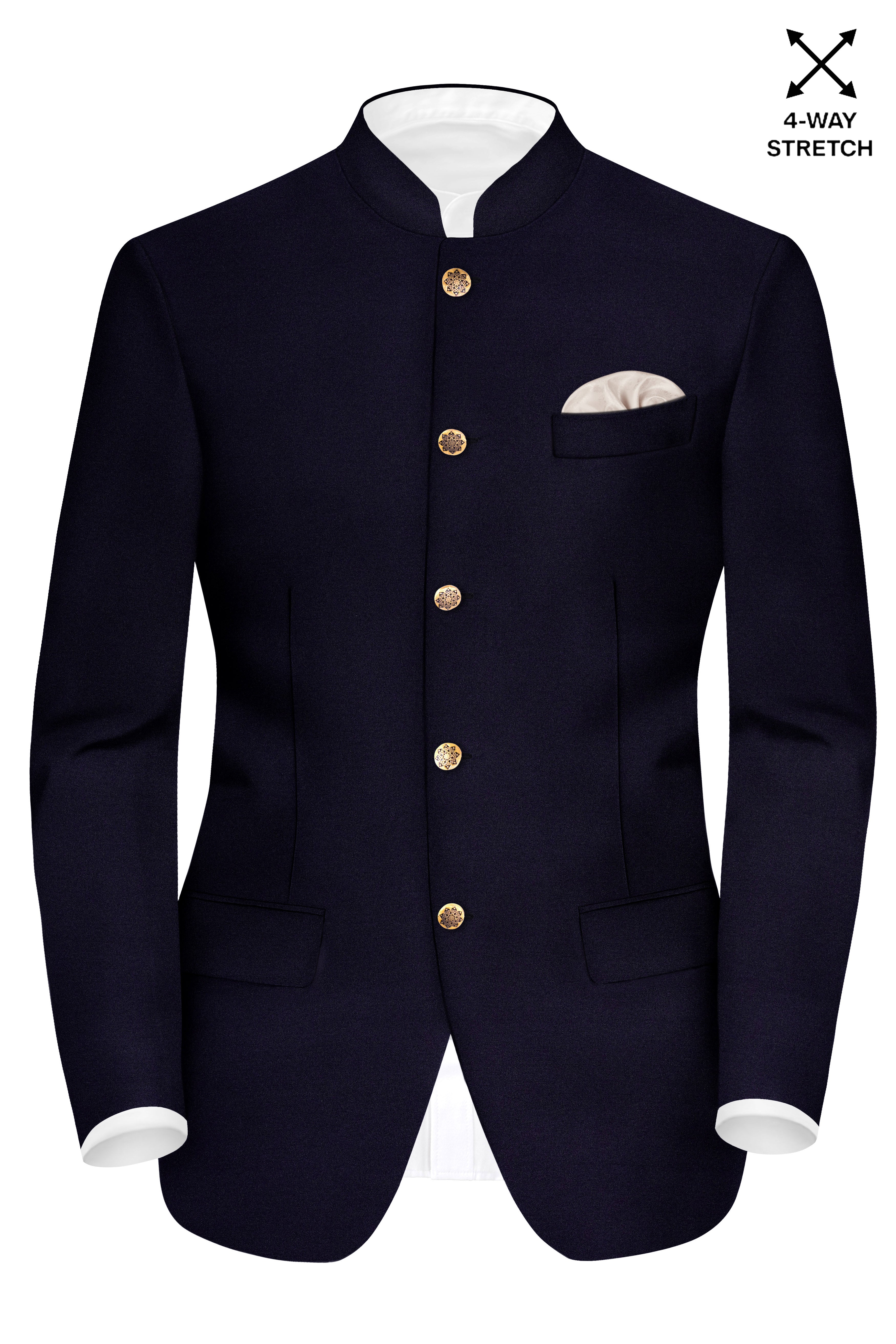 Vistaro-Korean Blue (The Best Blue We Have) Wool Rich Bandhgala Stretchable traveler Blazer