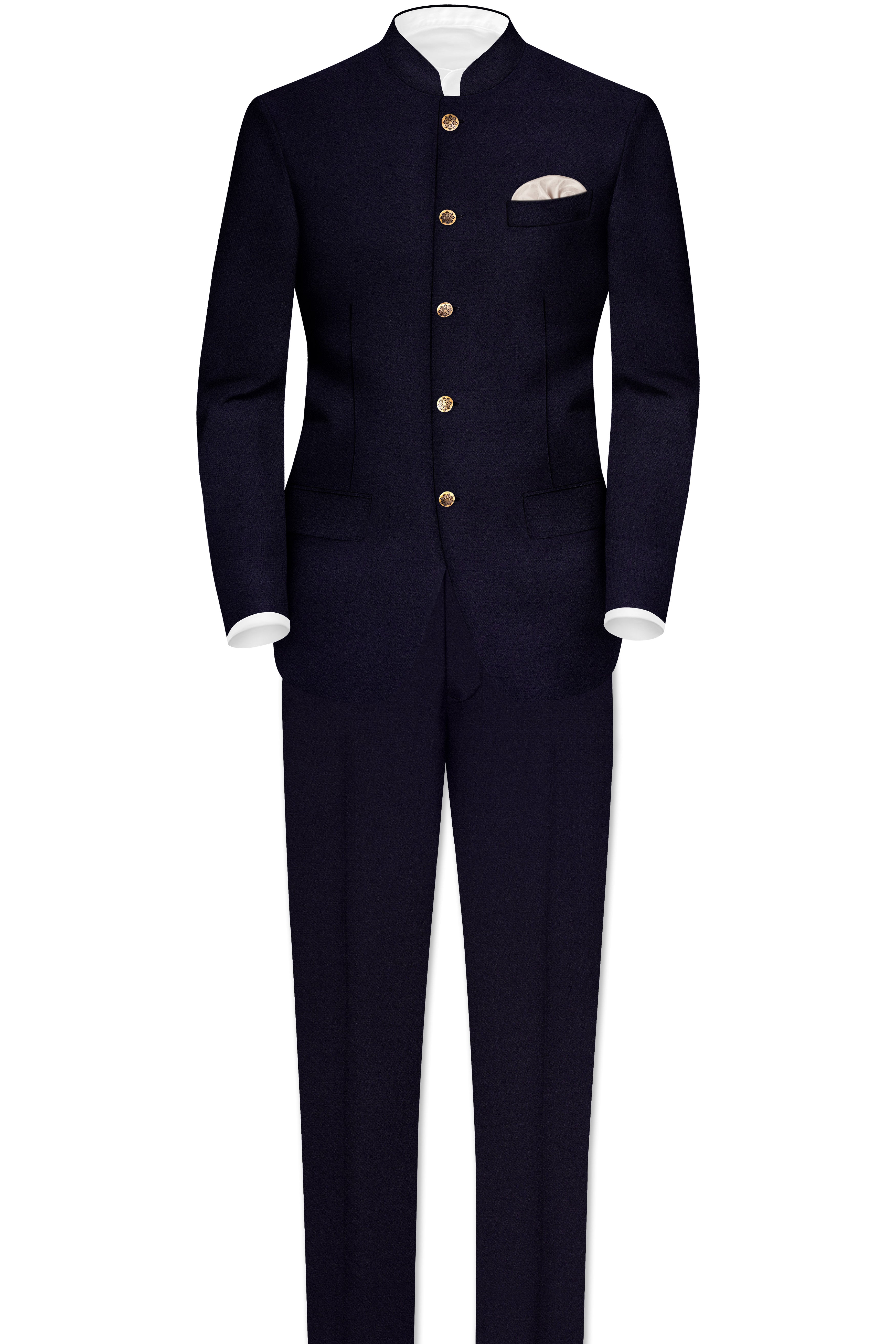 Vistaro-Korean Blue (The Best Blue We Have) Wool Rich Bandhgala Stretchable traveler Blazer