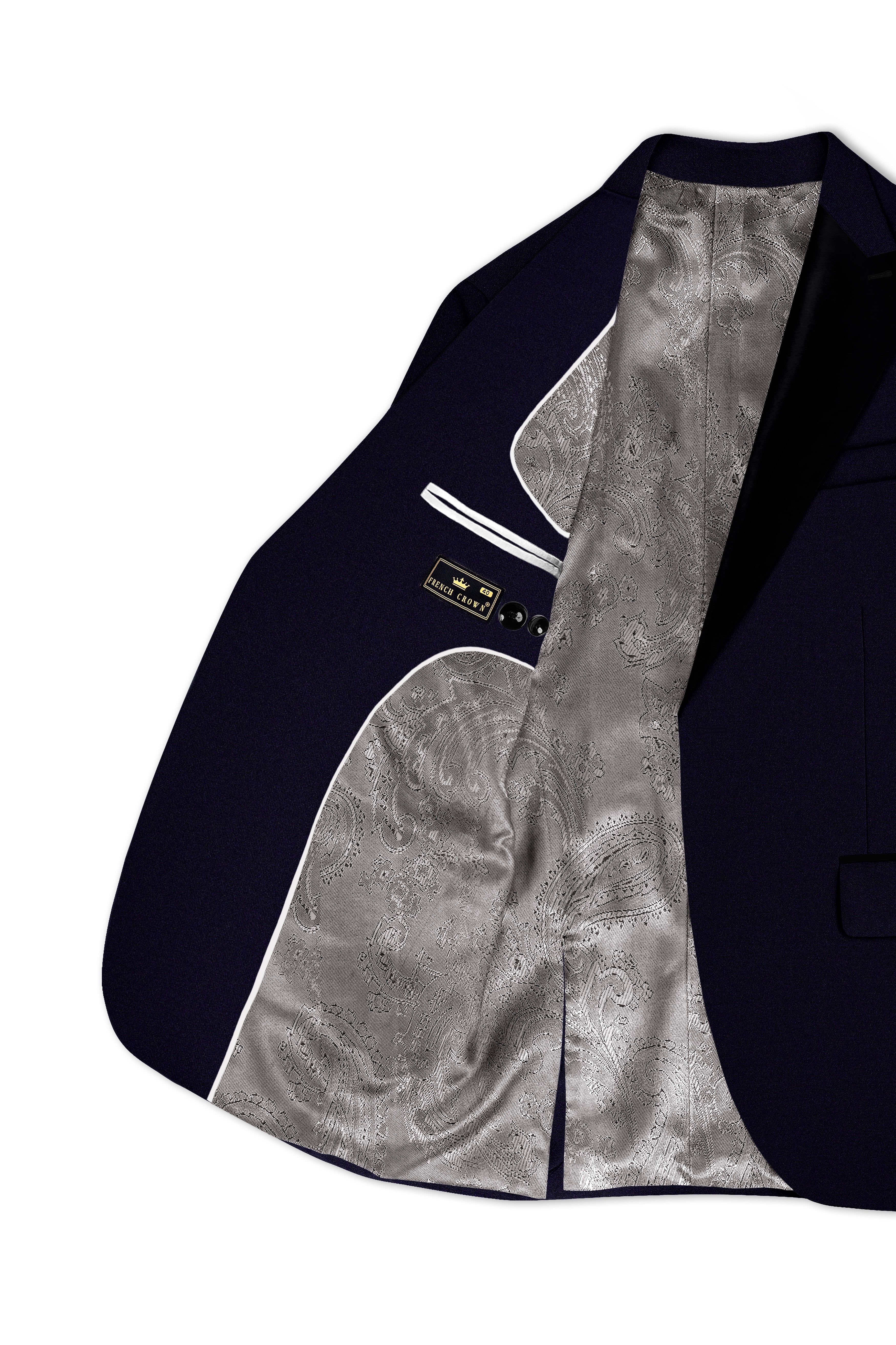 Vistaro-Korean Blue (The Best Blue We Have) 4-Way Stretch Wrinkle-Free Wool Rich Peak Lapel Tuxedo Slight Stretch Blazer