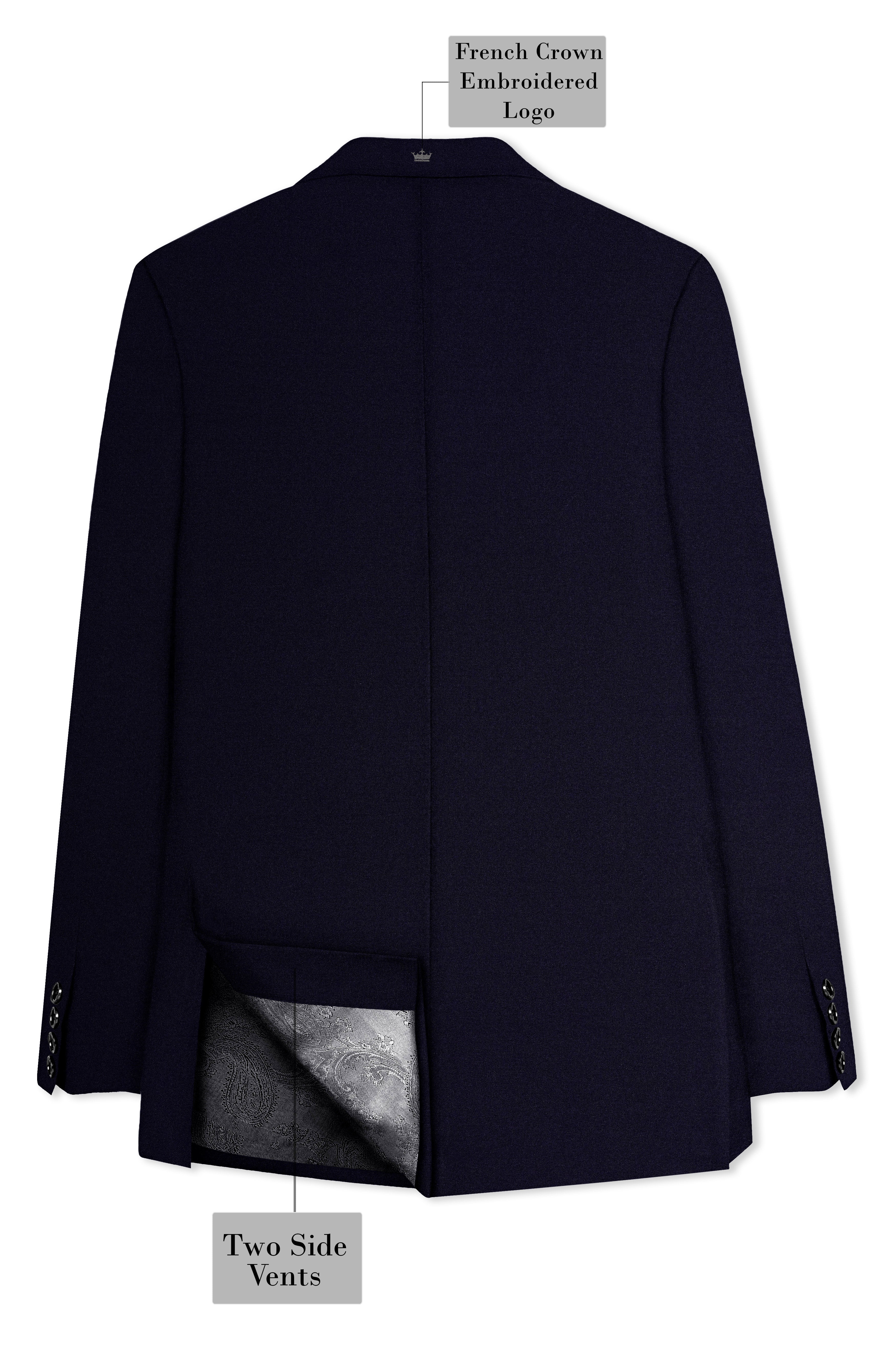 Vistaro-Korean Blue (The Best Blue We Have) 4-Way Stretch Wrinkle-Free Wool Rich Peak Lapel Tuxedo Slight Stretch Blazer
