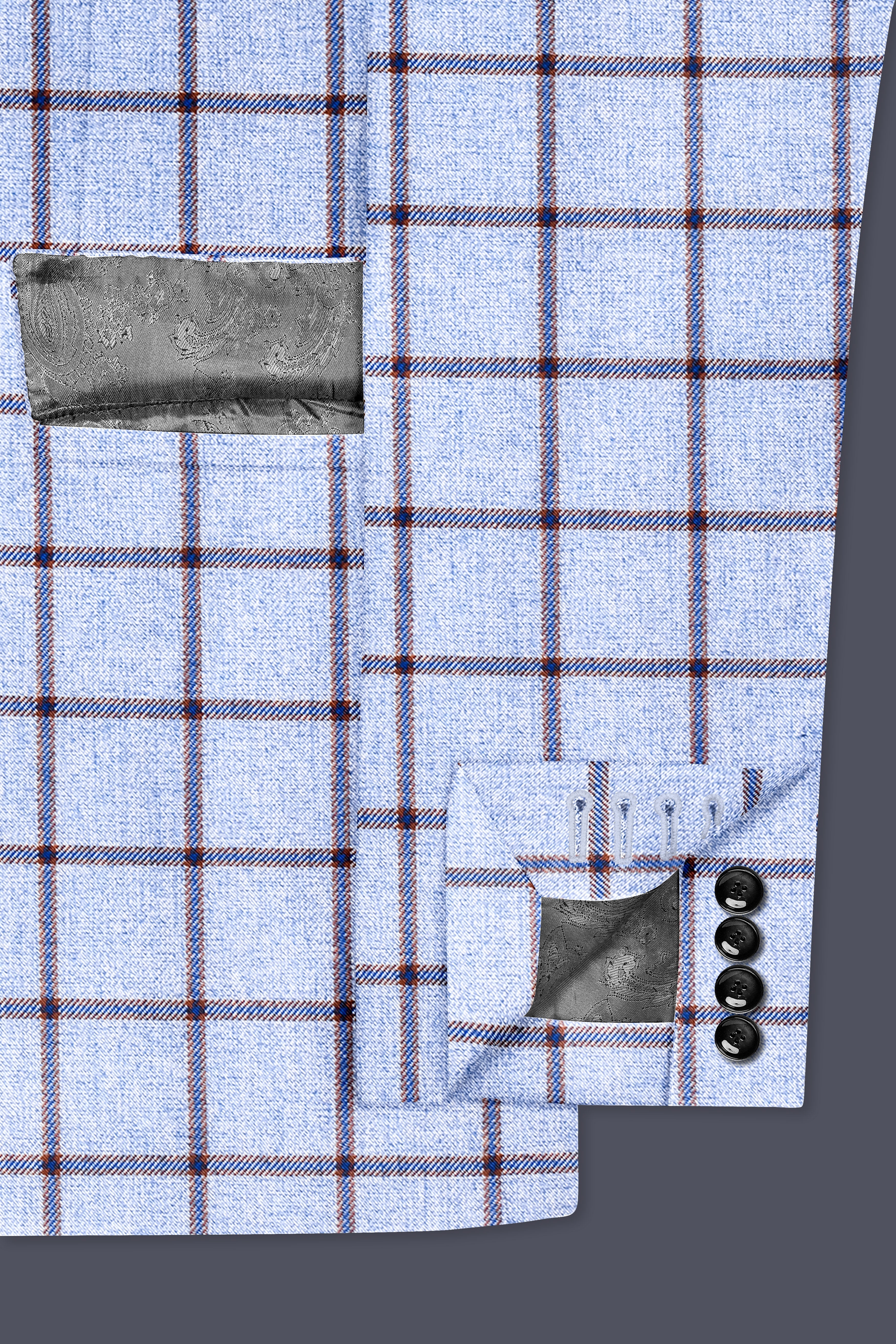 Mistrel-Spun Pearl Gray Windows Wool Rich Double Breasted Blazer
