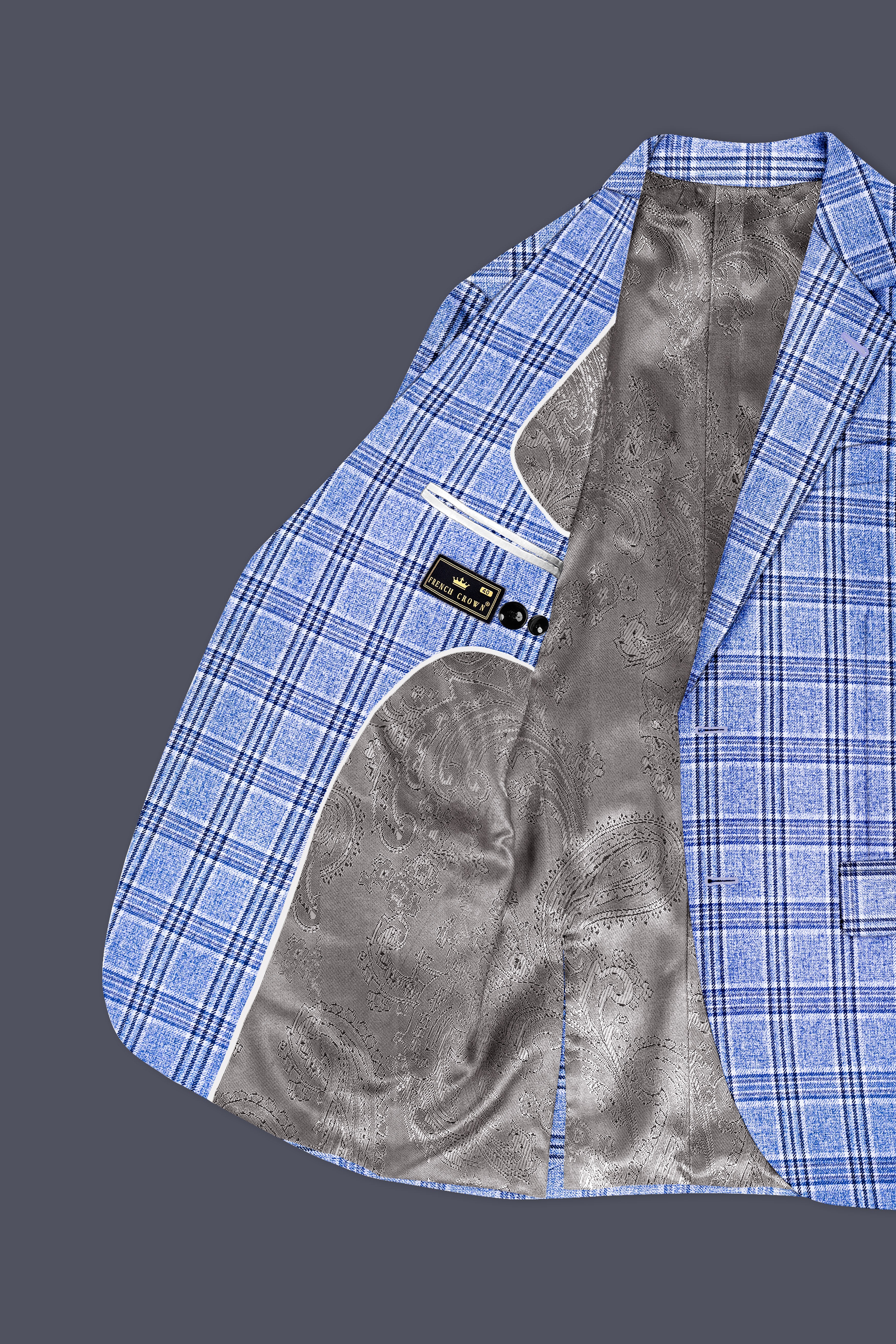 Ceriste-Bayoux Blue Plaid Wool Rich Single Breasted Blazer