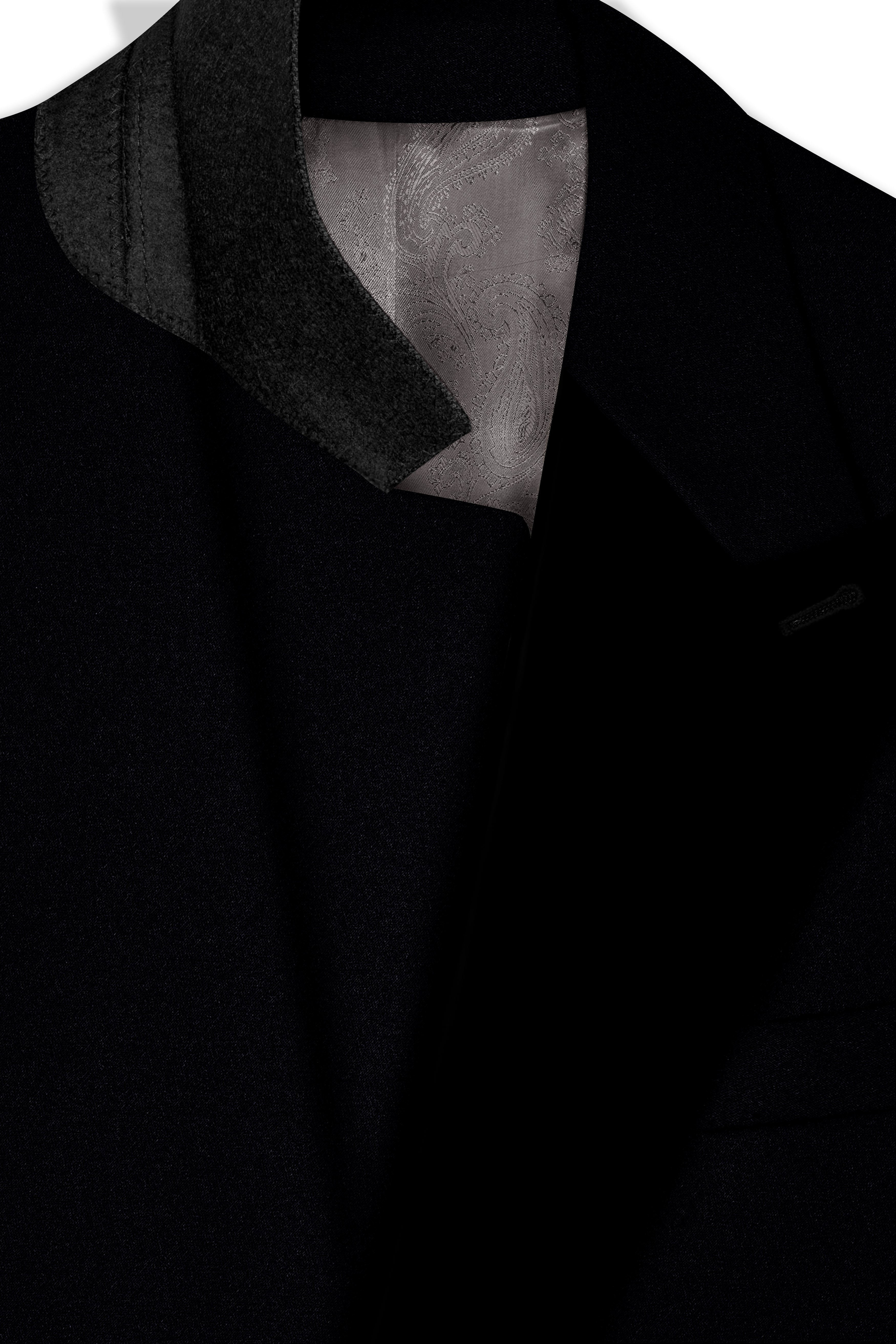 Noirex-Korean Black (The Best Black We Have) Wool Rich Peak Lapel Tuxedo Stretchable traveler Blazer