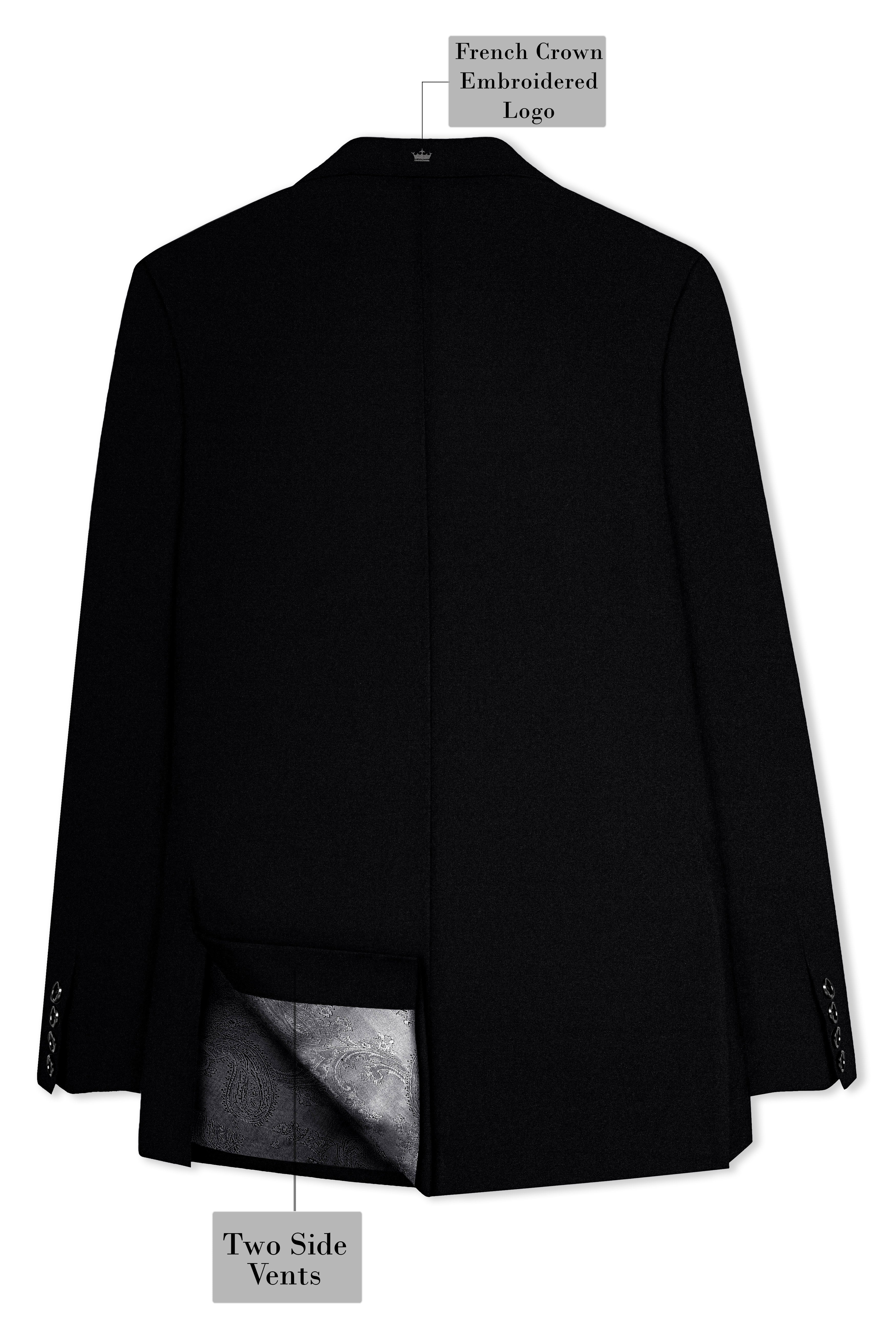 Noirex-Korean Black (The Best Black We Have) Wool Rich Peak Lapel Tuxedo Stretchable traveler Blazer