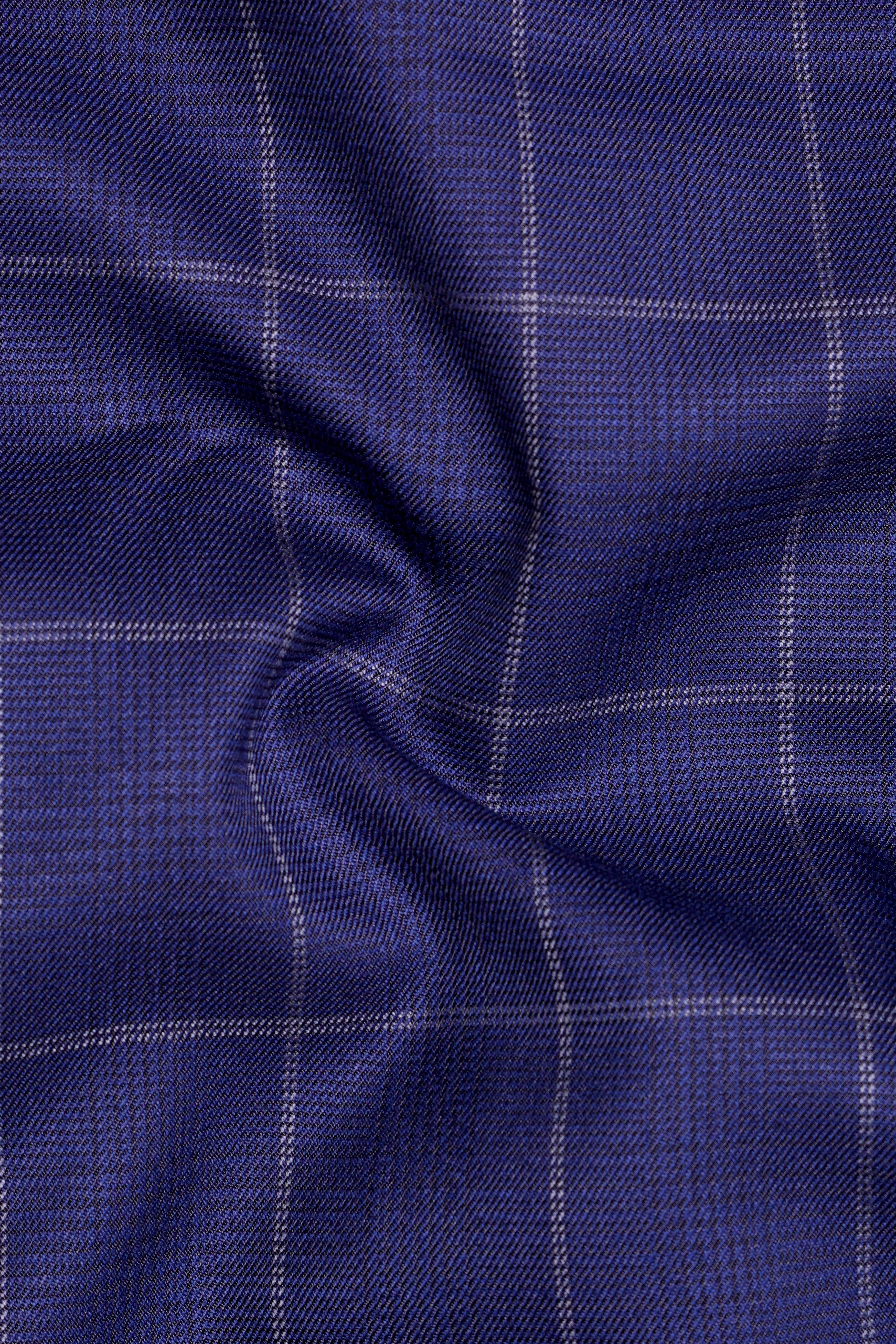 Noctex-Rhino Blue Windowpane Wool Rich Tuxedo Blazer