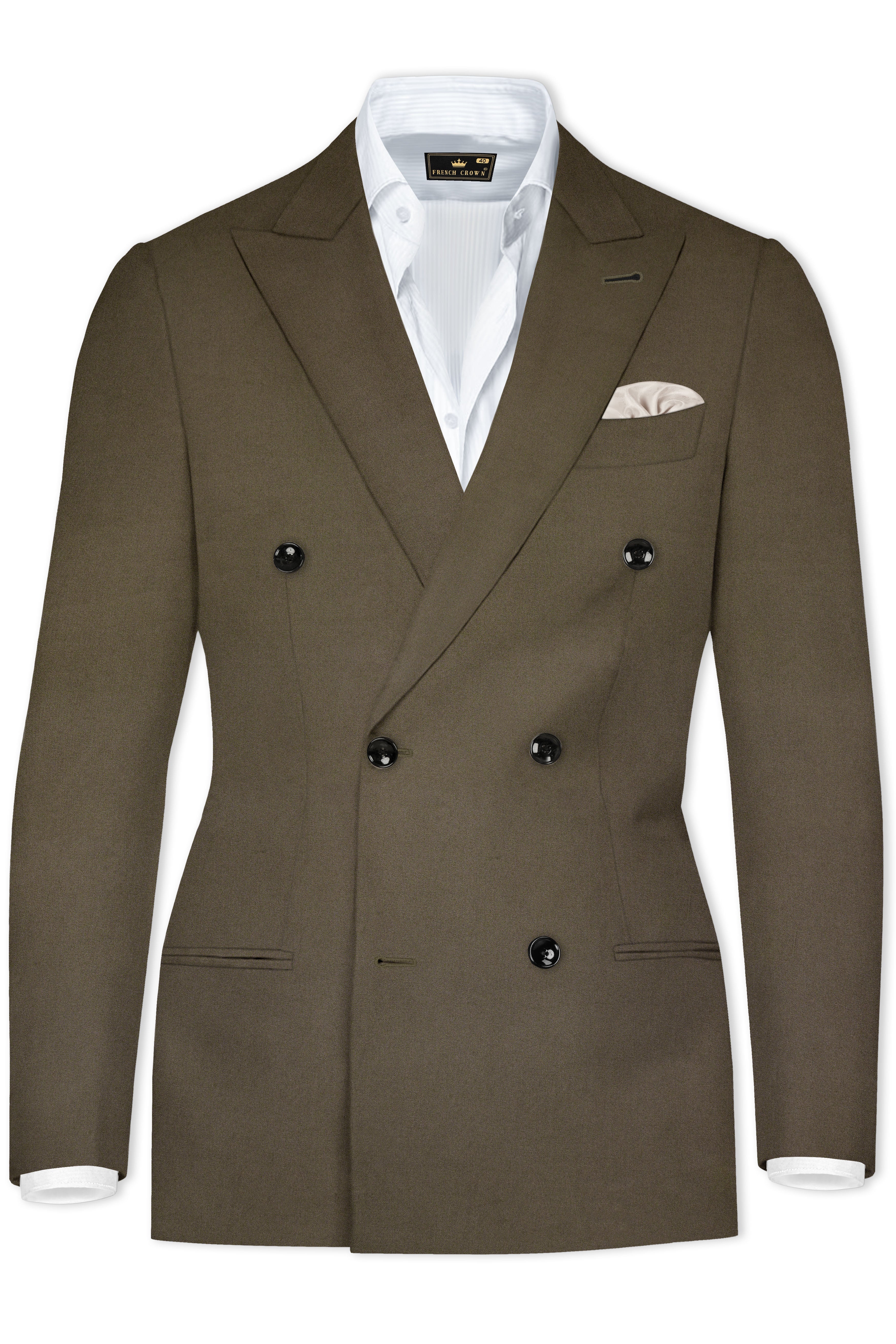Mistran-Woodland Green Premium Cotton Double Breasted Blazer
