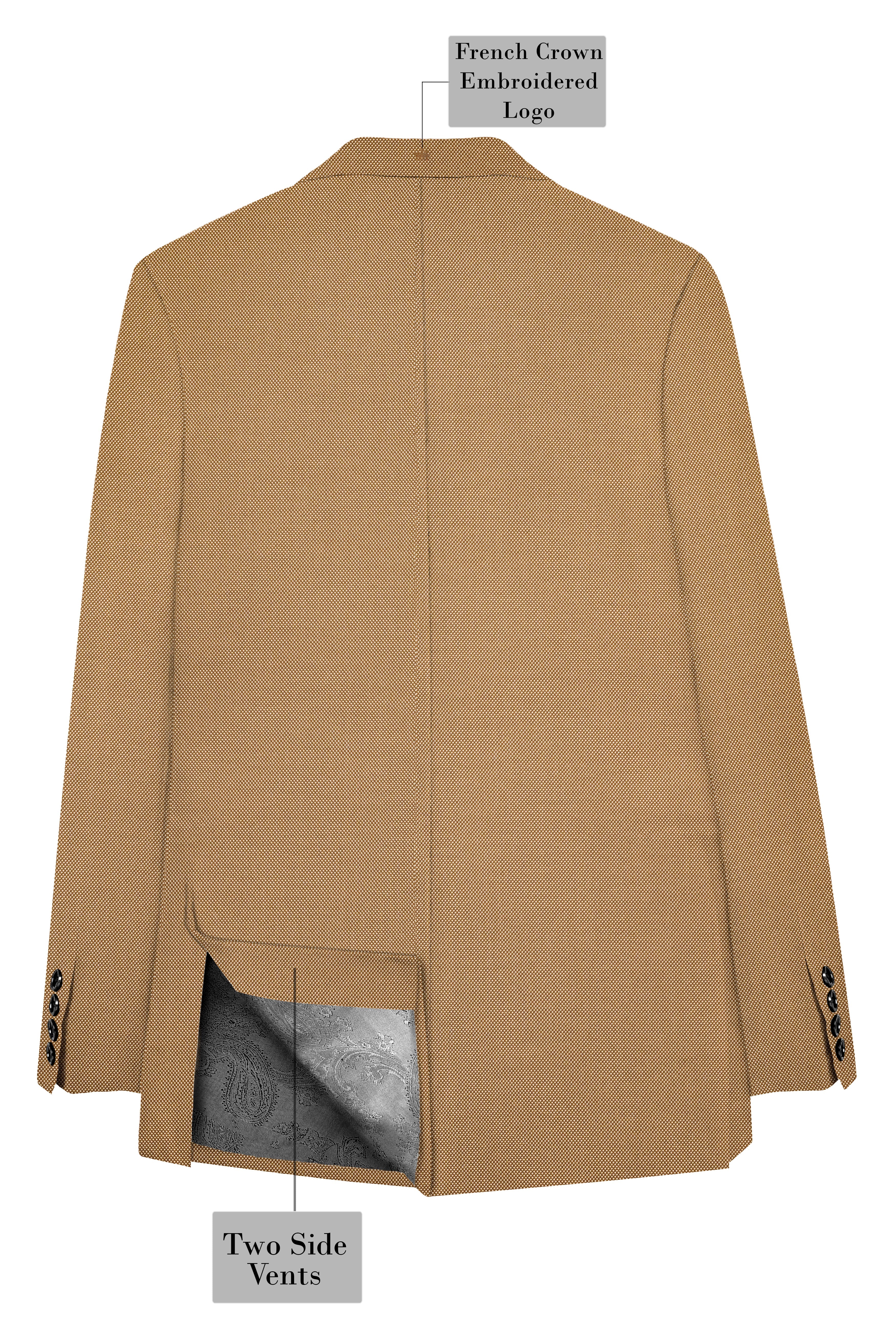 Aurenzo-Muesli Brown Textured Wool Rich Single Breasted Blazer