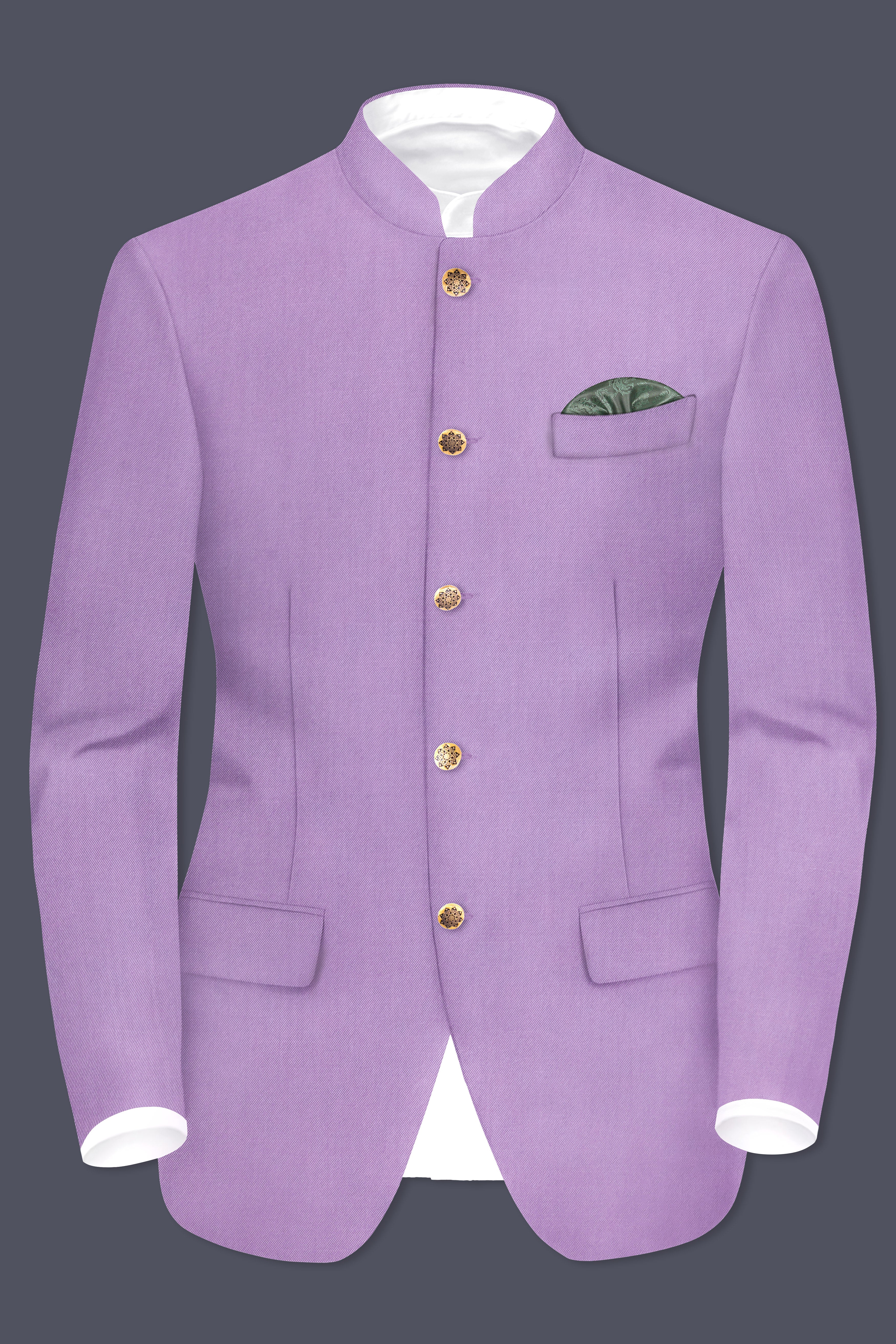 Roylen-Mountbatten Purple Wool Rich Bandhgala Stretchable Traveler Blazer