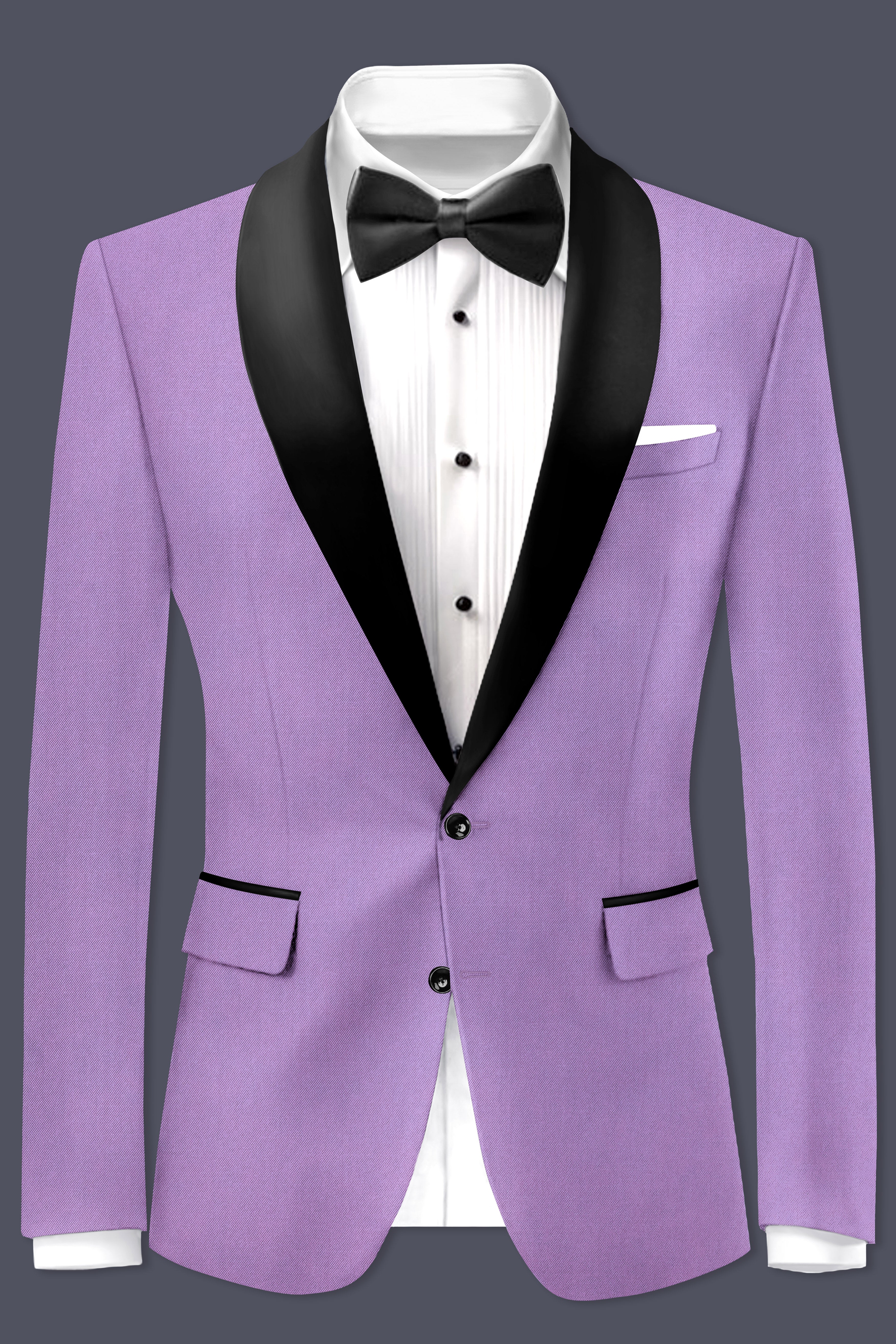 Roylen-Mountbatten Purple Wool Rich Tuxedo Stretchable Traveler Blazer