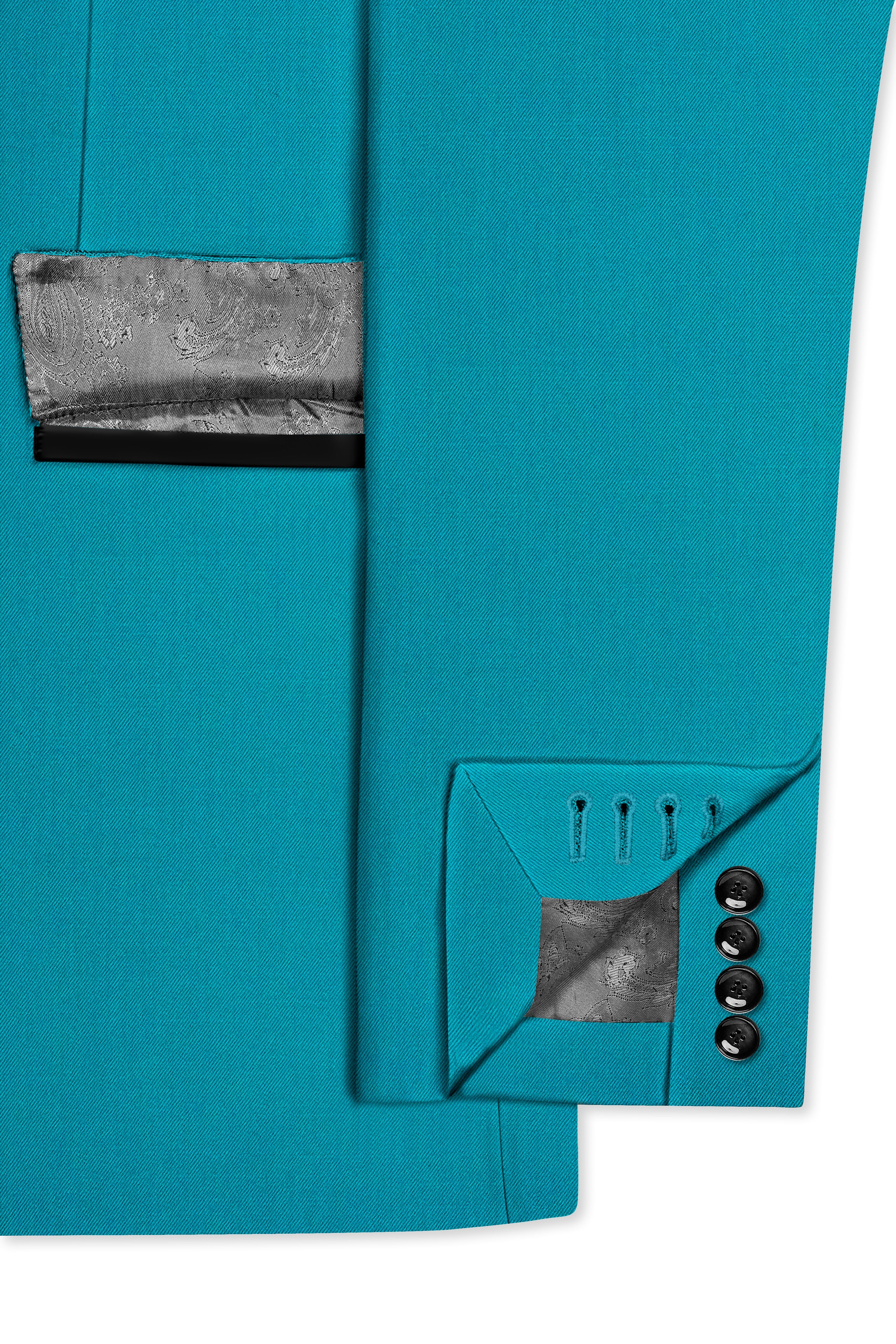 Zephir-Surfie Green Wool Rich Peak Lapel Tuxedo Slight Stretch Blazer