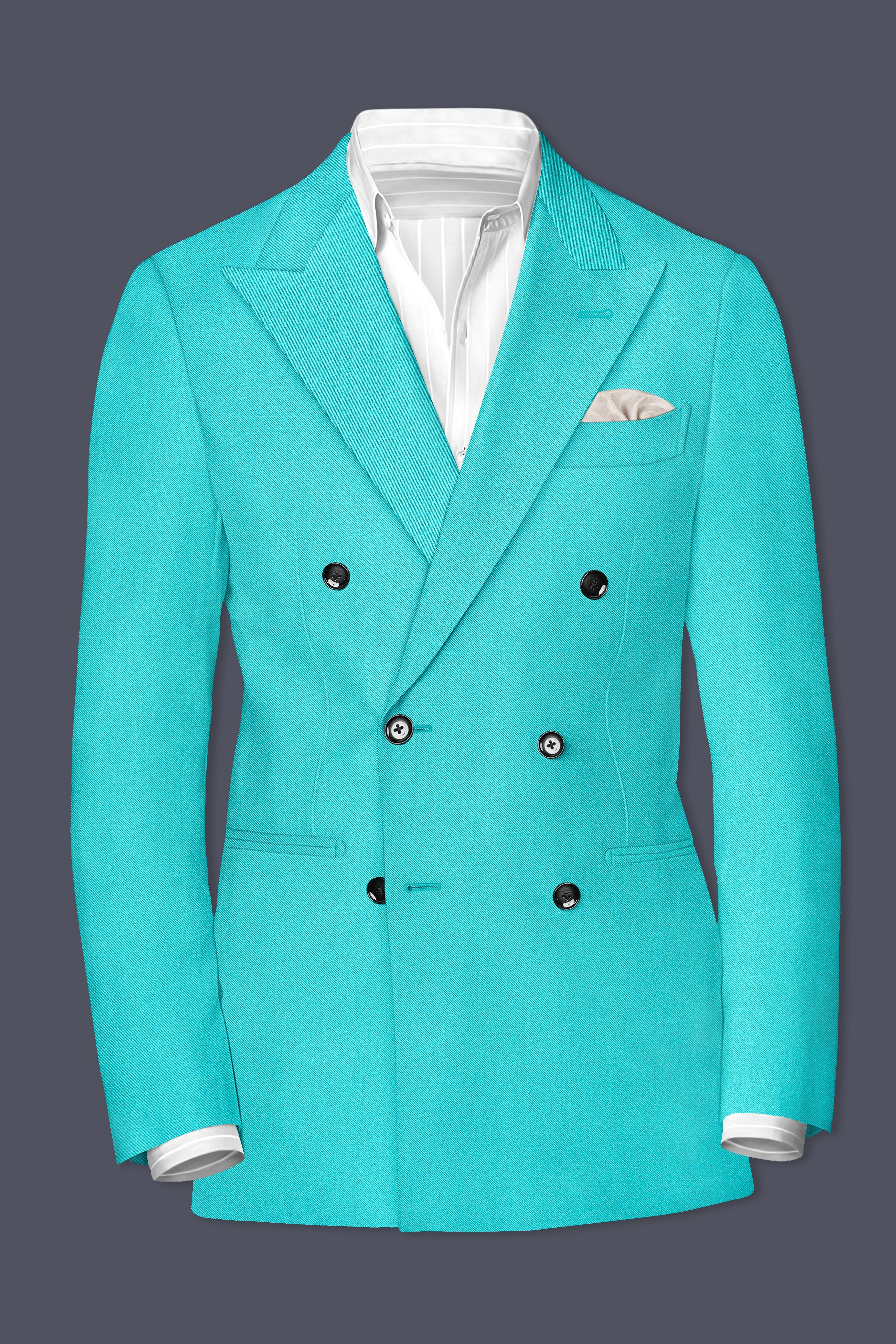 Aegir-Viking Blue Wool Rich Double Breasted Stretchable Traveler Blazer