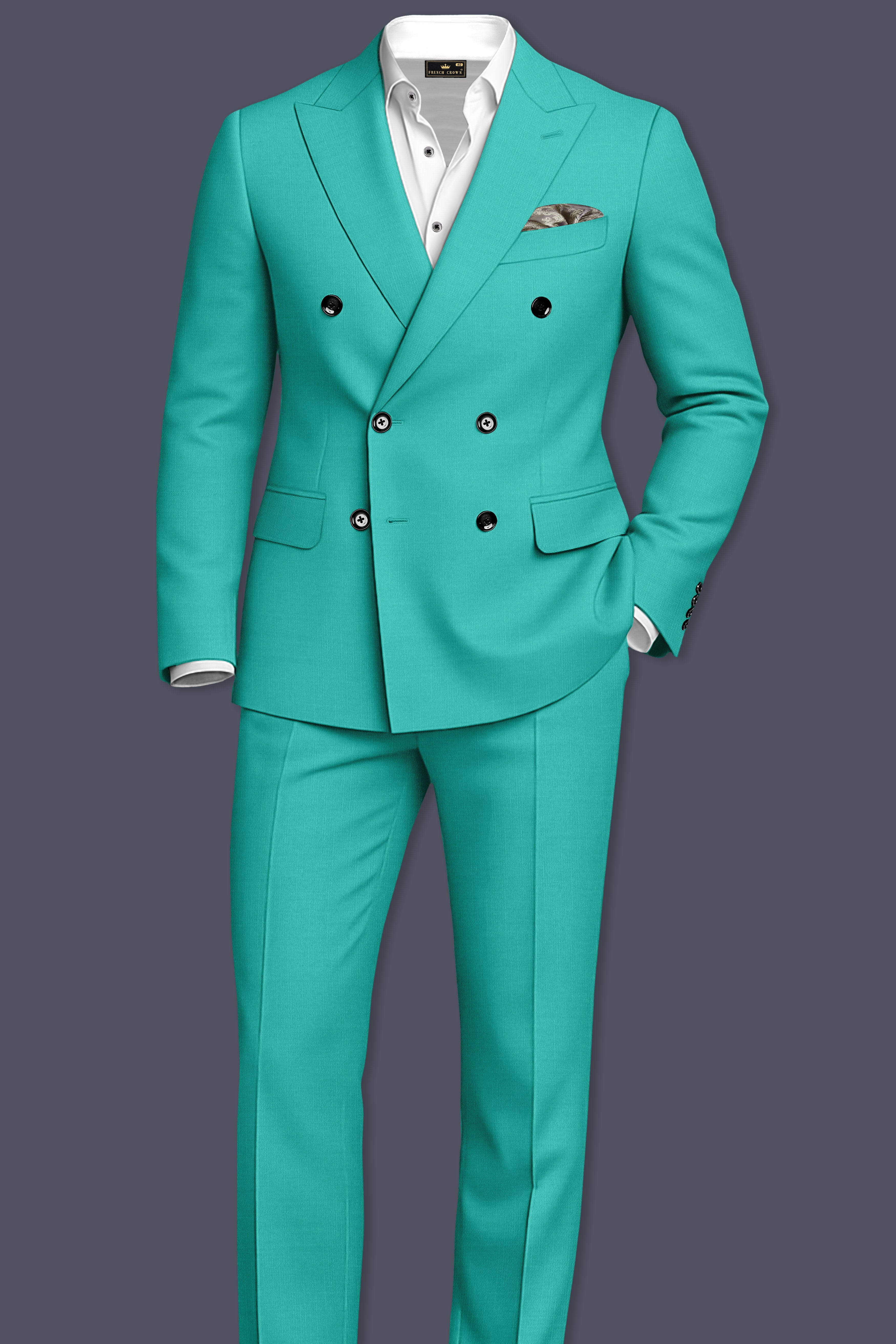 Aegir-Viking Blue Wool Rich Double Breasted Slight Stretch Blazer