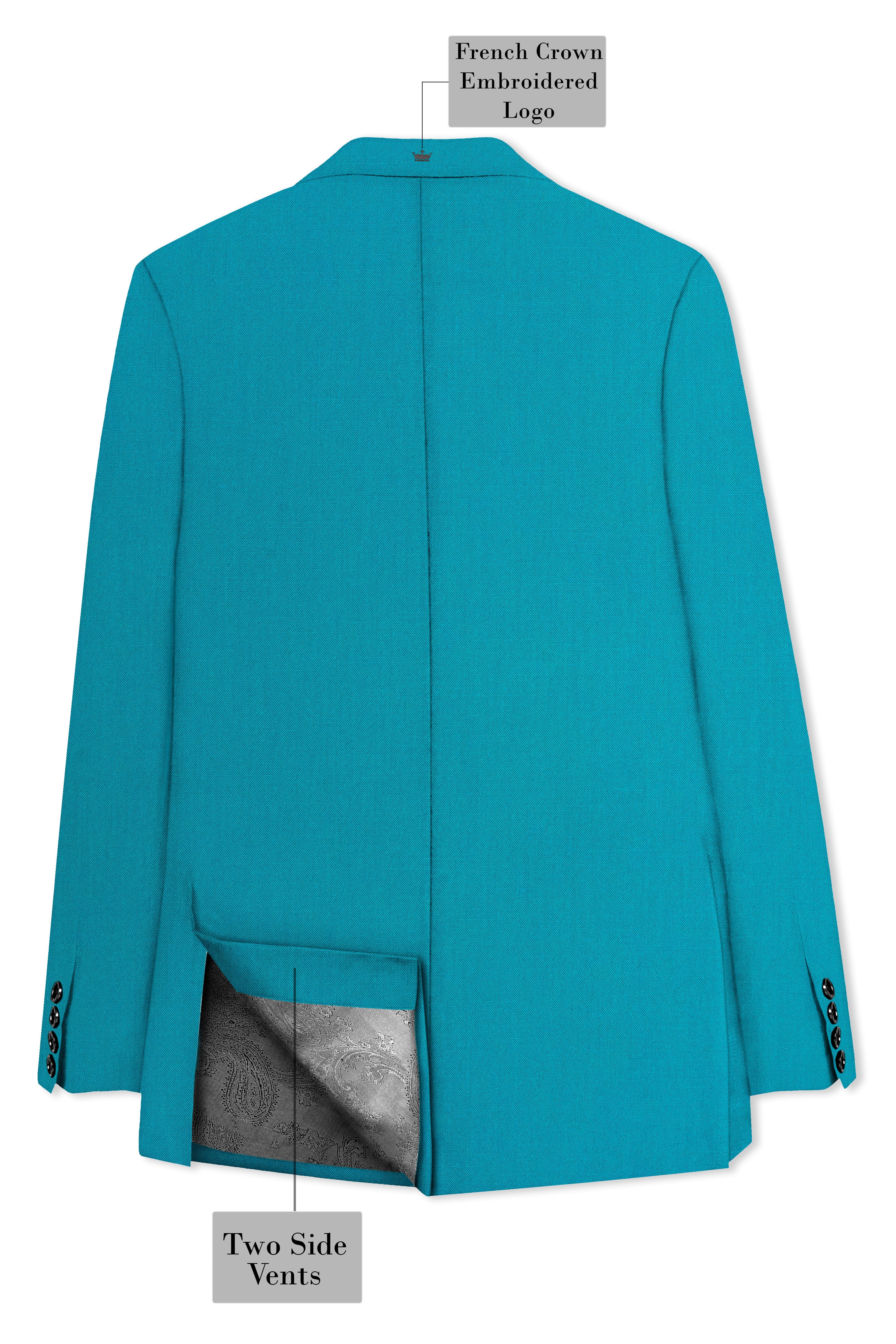 Zephir-Surfie Green Wool Rich Double Breasted Stretchable Traveler Blazer