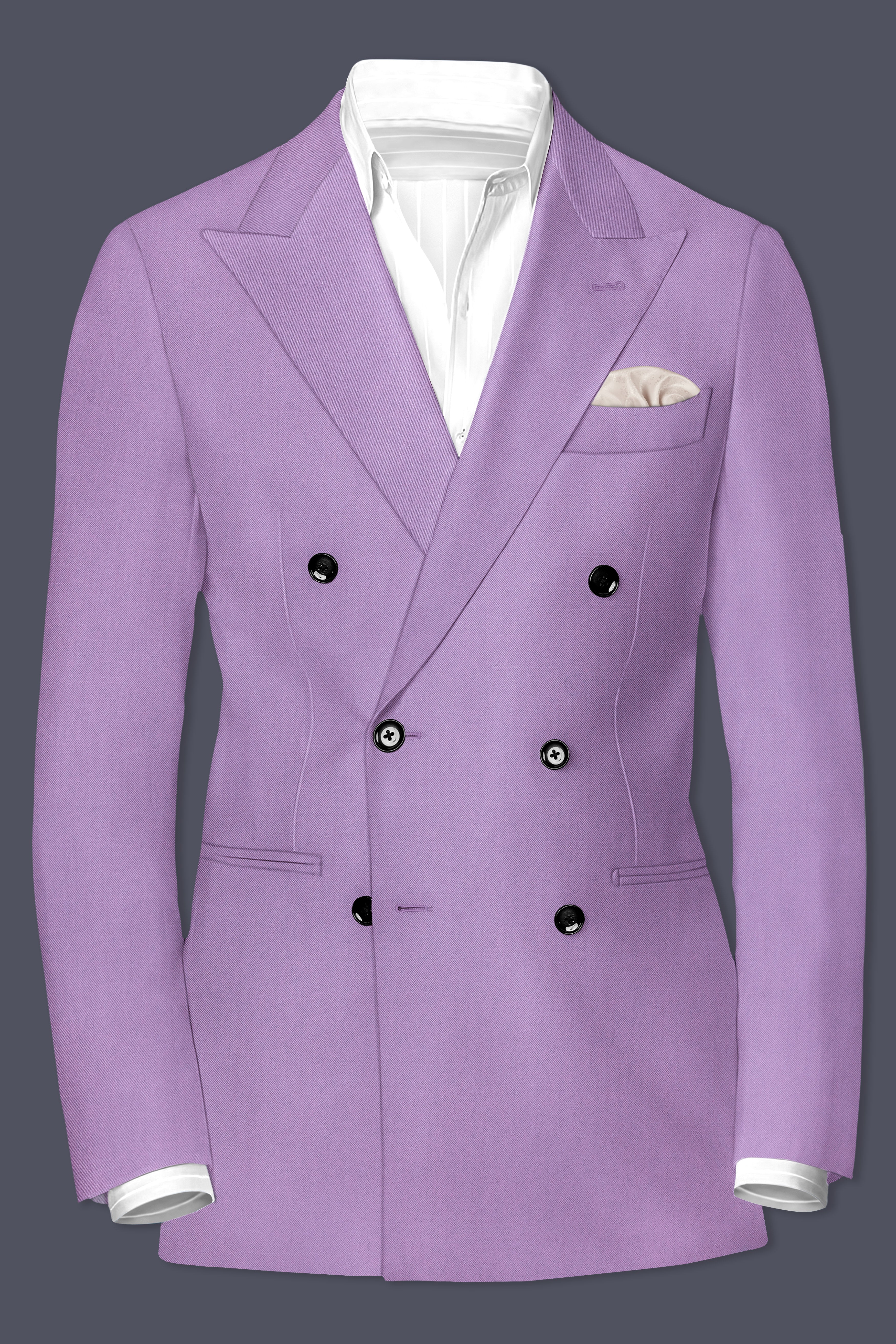 Roylen-Mountbatten Purple Wool Rich Double Breasted Stretchable Traveler Blazer