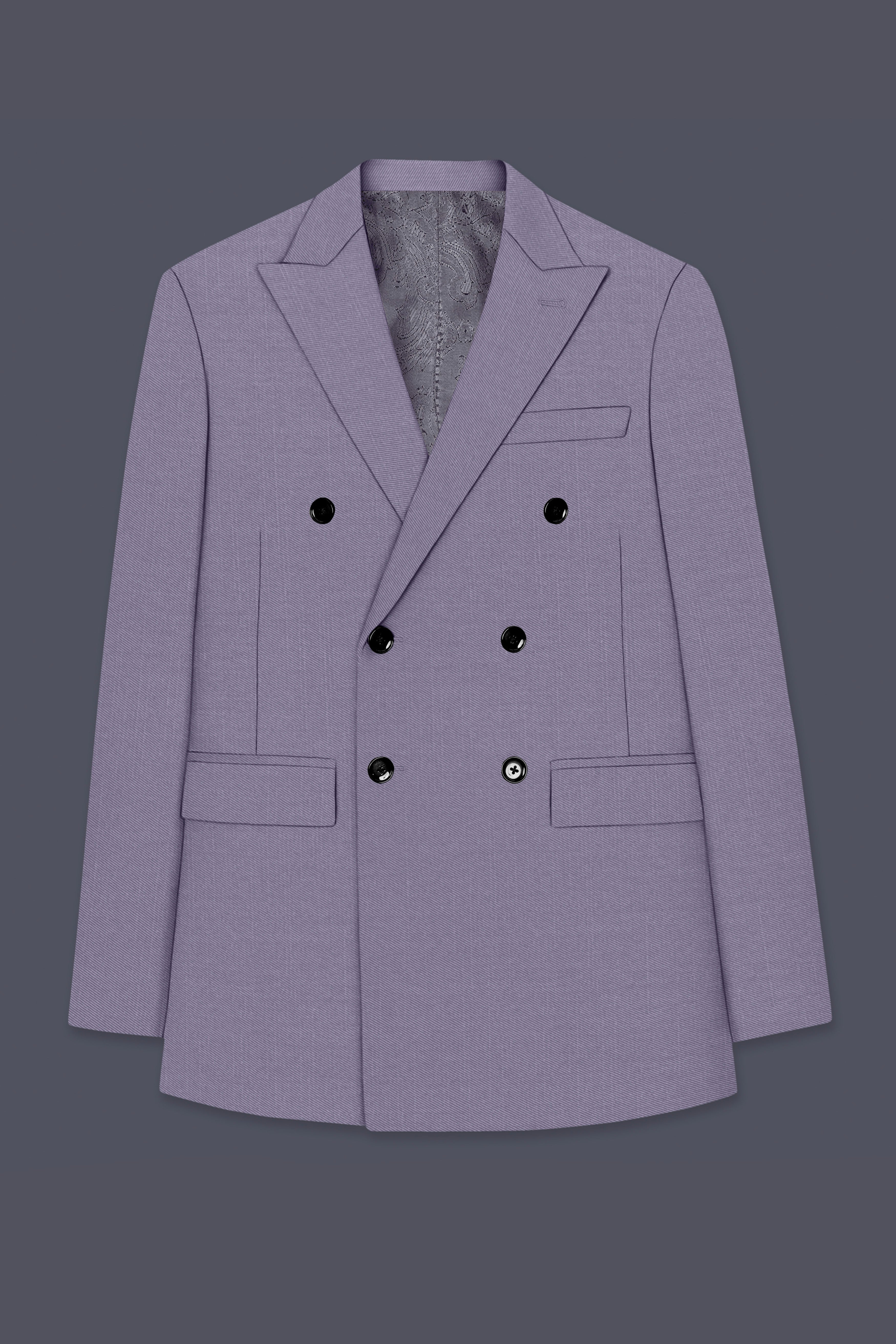 Roylen-Mountbatten Purple Wool Rich Double Breasted Slight Stretch Blazer